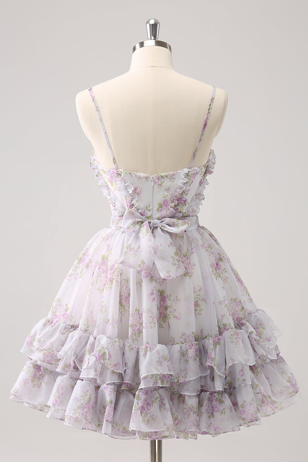 Wedtrend Women Cute Lilac Floral Homecoming Dress with Ruffles A Line Cut Out Tiered Print Cocktail Dress, Lilac / US14 Wedtrend Women Cute Lilac Floral Homecoming Dress with Ruffles A Line Cut Out Tiered Print Cocktail Dress, Lilac / US14