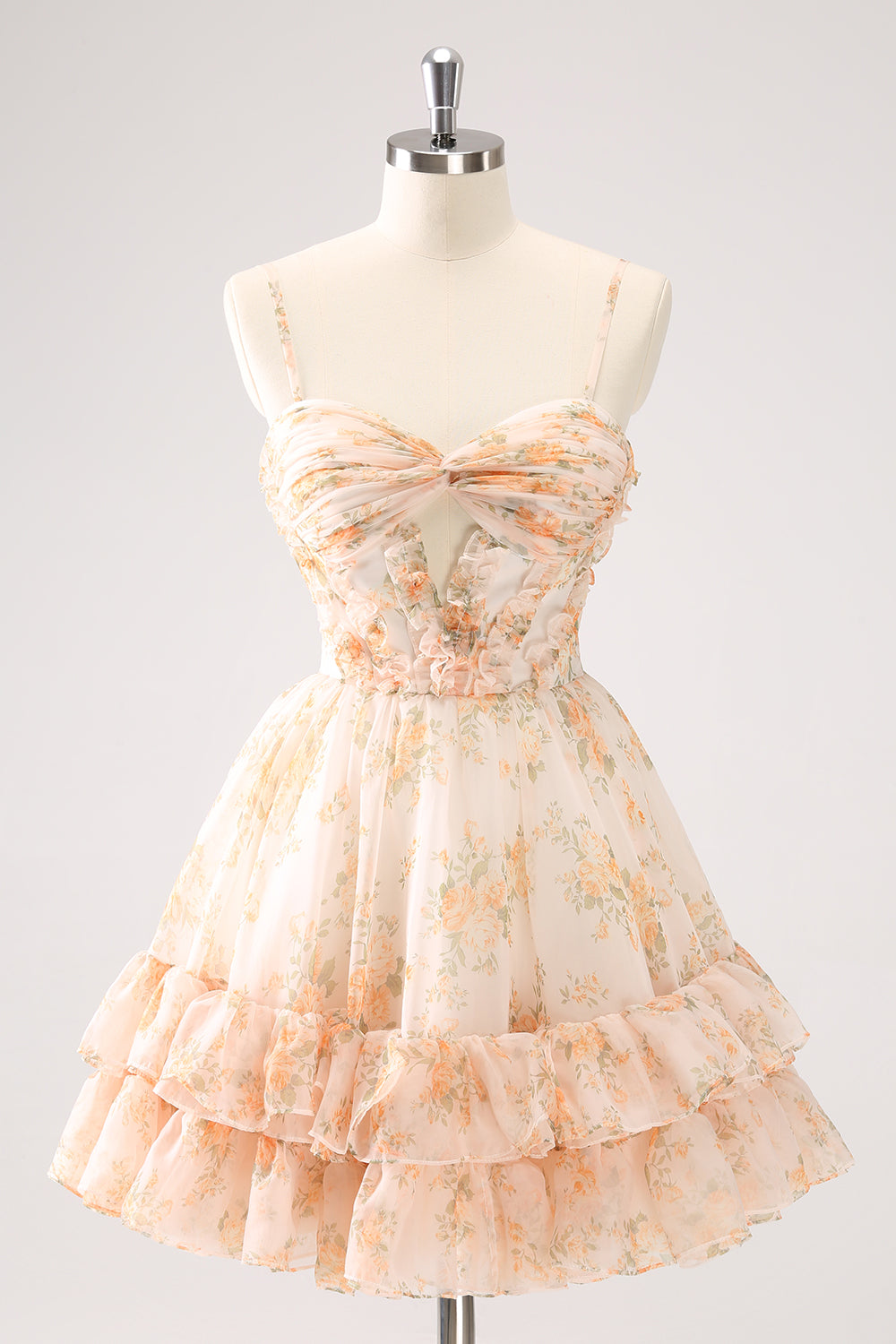 Wedtrend Women Cute Lilac Floral Homecoming Dress with Ruffles A Line Cut Out Tiered Print Cocktail Dress WEDTREND Wedtrend Women Cute Lilac Floral Homecoming Dress with Ruffles A Line Cut Out Tiered Print Cocktail Dress WEDTREND