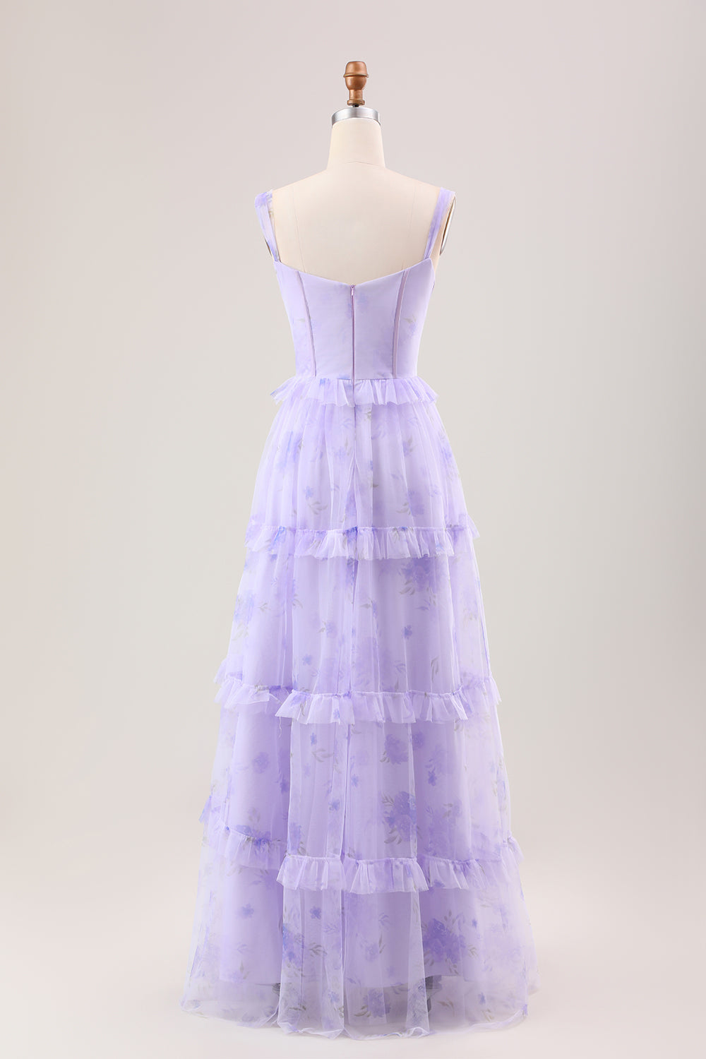 Wedtrend Women Lavender Tiered Bridesmaid Dress A Line Spaghetti Straps Print Corset Floor Length Wedding Guest Dress WEDTREND Wedtrend Women Lavender Tiered Bridesmaid Dress A Line Spaghetti Straps Print Corset Floor Length Wedding Guest Dress WEDTREND