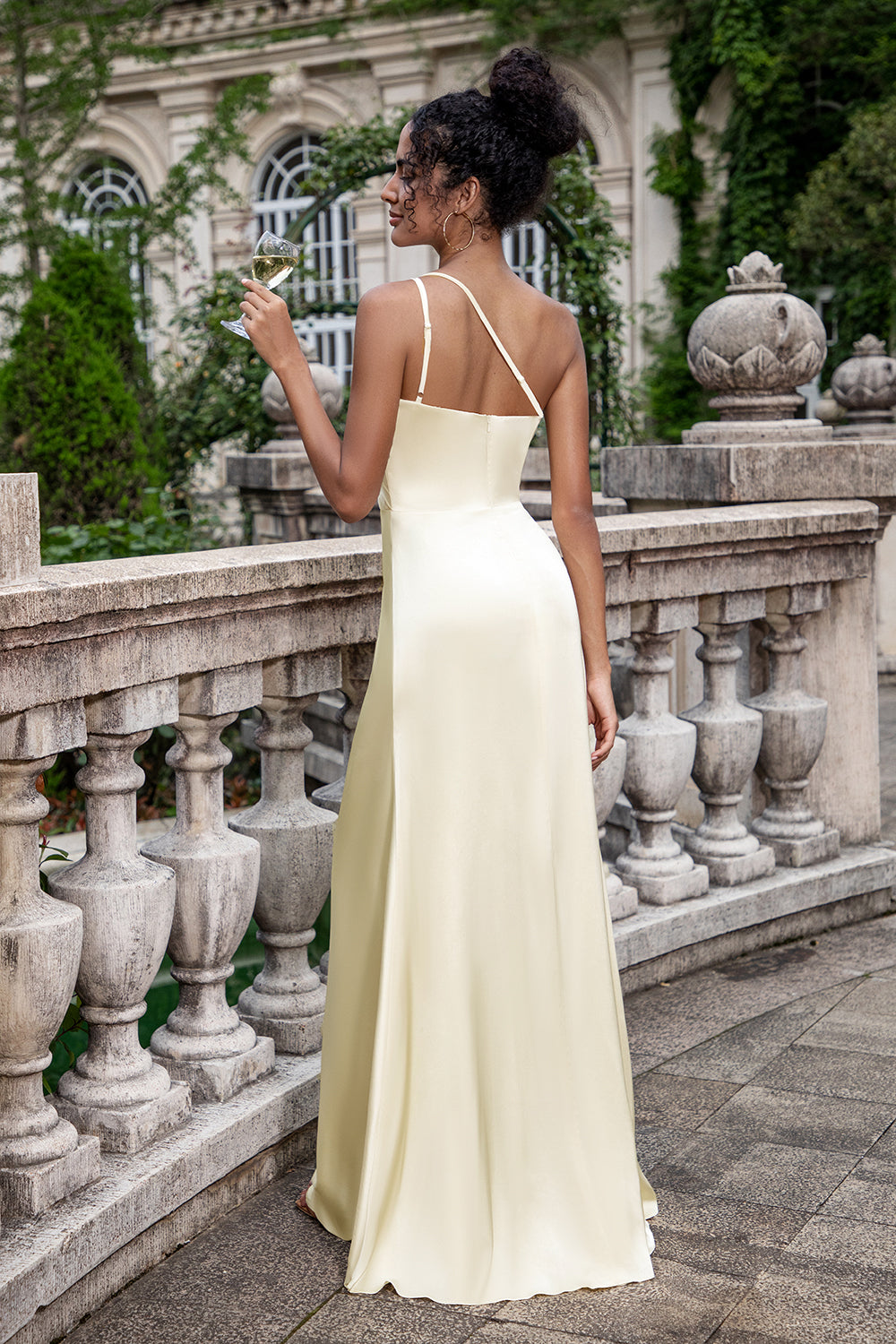 Wedtrend Women Champagne Bridesmaid Dress with Slit Sheath One Shoulder Pleated Wedding Party Dress, Champagne / US16W Wedtrend Women Champagne Bridesmaid Dress with Slit Sheath One Shoulder Pleated Wedding Party Dress, Champagne / US16W