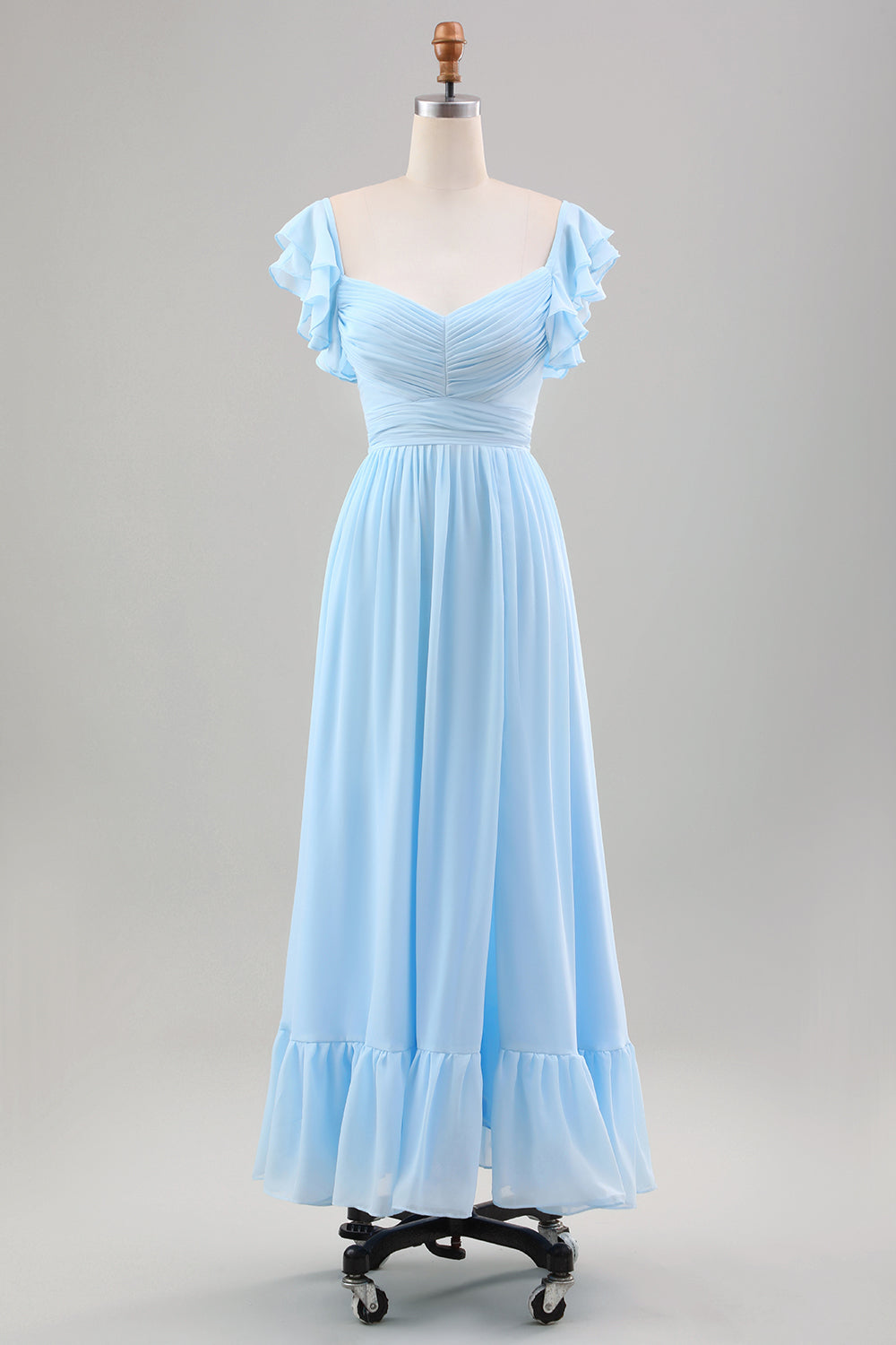 Wedtrend Women Sky Blue Midi Dress A Line Chiffon Pleated Tea-Length Dress with Ruffle Sleeves Bridesmaid Dress WEDTREND Wedtrend Women Sky Blue Midi Dress A Line Chiffon Pleated Tea-Length Dress with Ruffle Sleeves Bridesmaid Dress WEDTREND