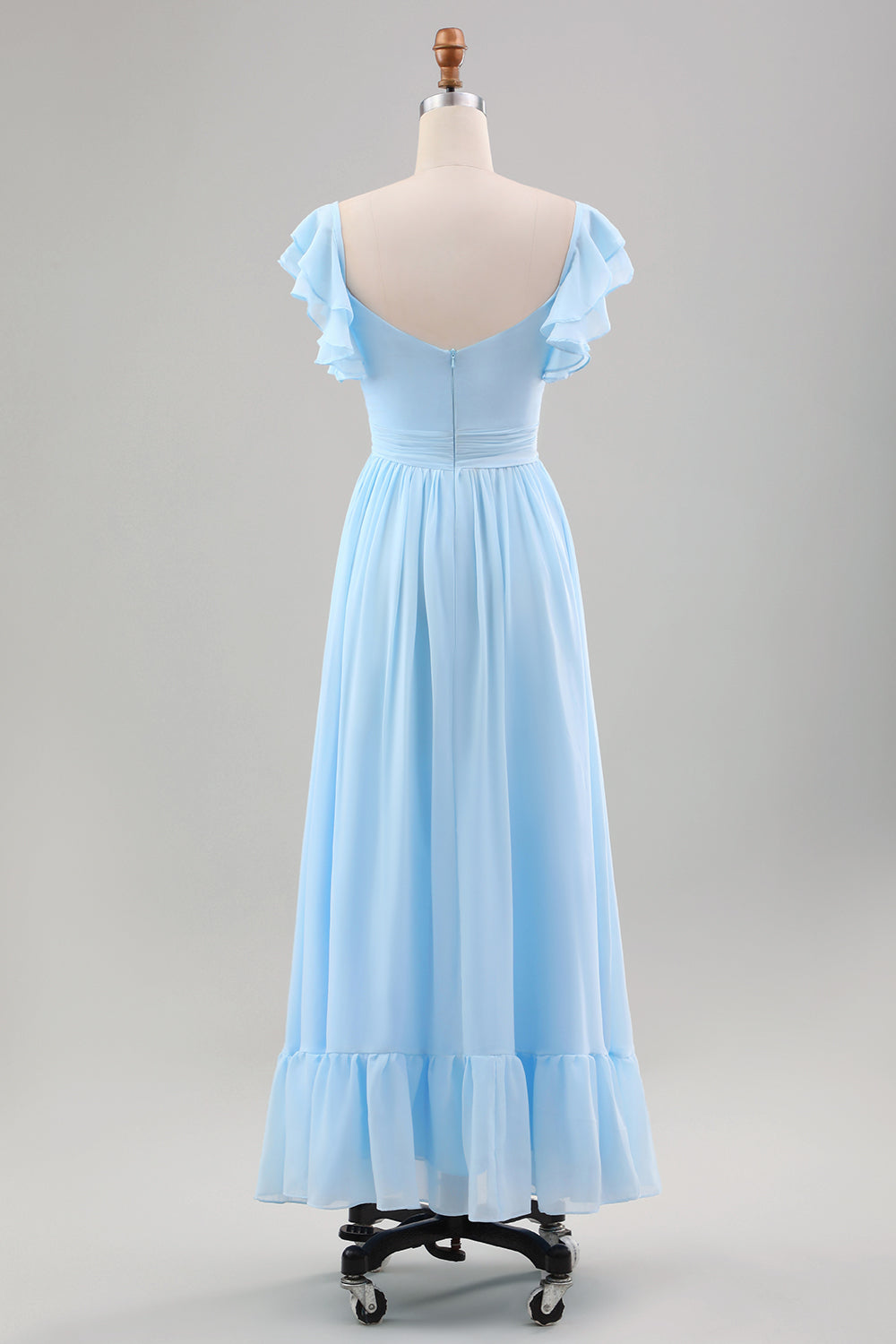 Wedtrend Women Sky Blue Midi Dress A Line Chiffon Pleated Tea-Length Dress with Ruffle Sleeves Bridesmaid Dress WEDTREND Wedtrend Women Sky Blue Midi Dress A Line Chiffon Pleated Tea-Length Dress with Ruffle Sleeves Bridesmaid Dress WEDTREND