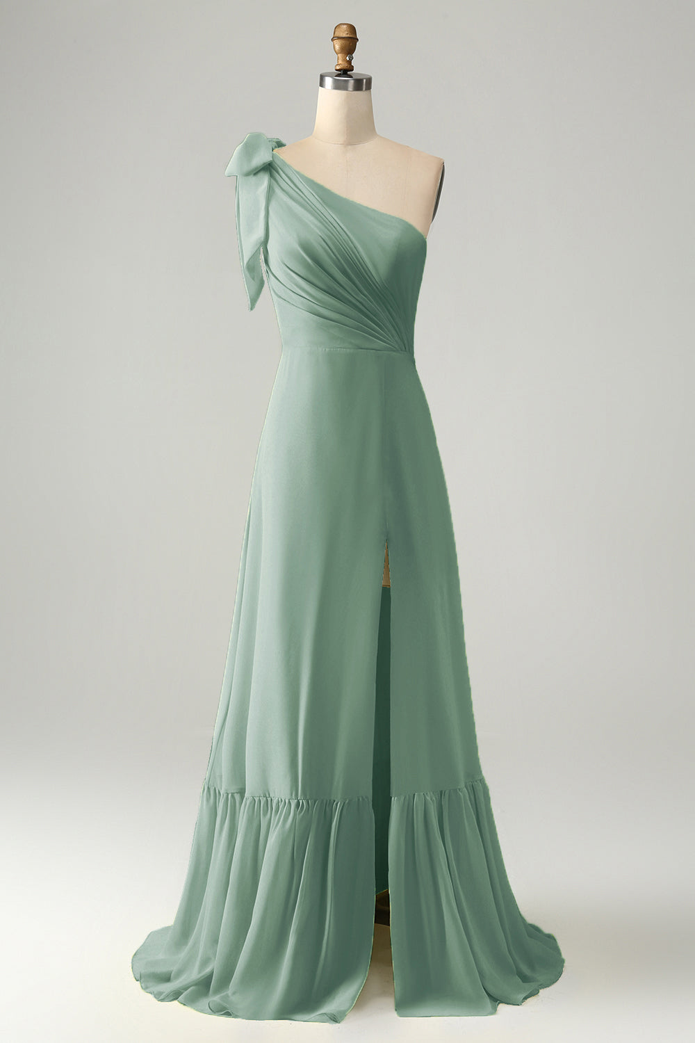 Wedtrend Women Lemon Yellow Chiffon Wedding Guest Dress with Slit One Shoulder Long Bridesmaid Dress, Eucalyptus / US26W Wedtrend Women Lemon Yellow Chiffon Wedding Guest Dress with Slit One Shoulder Long Bridesmaid Dress, Eucalyptus / US26W