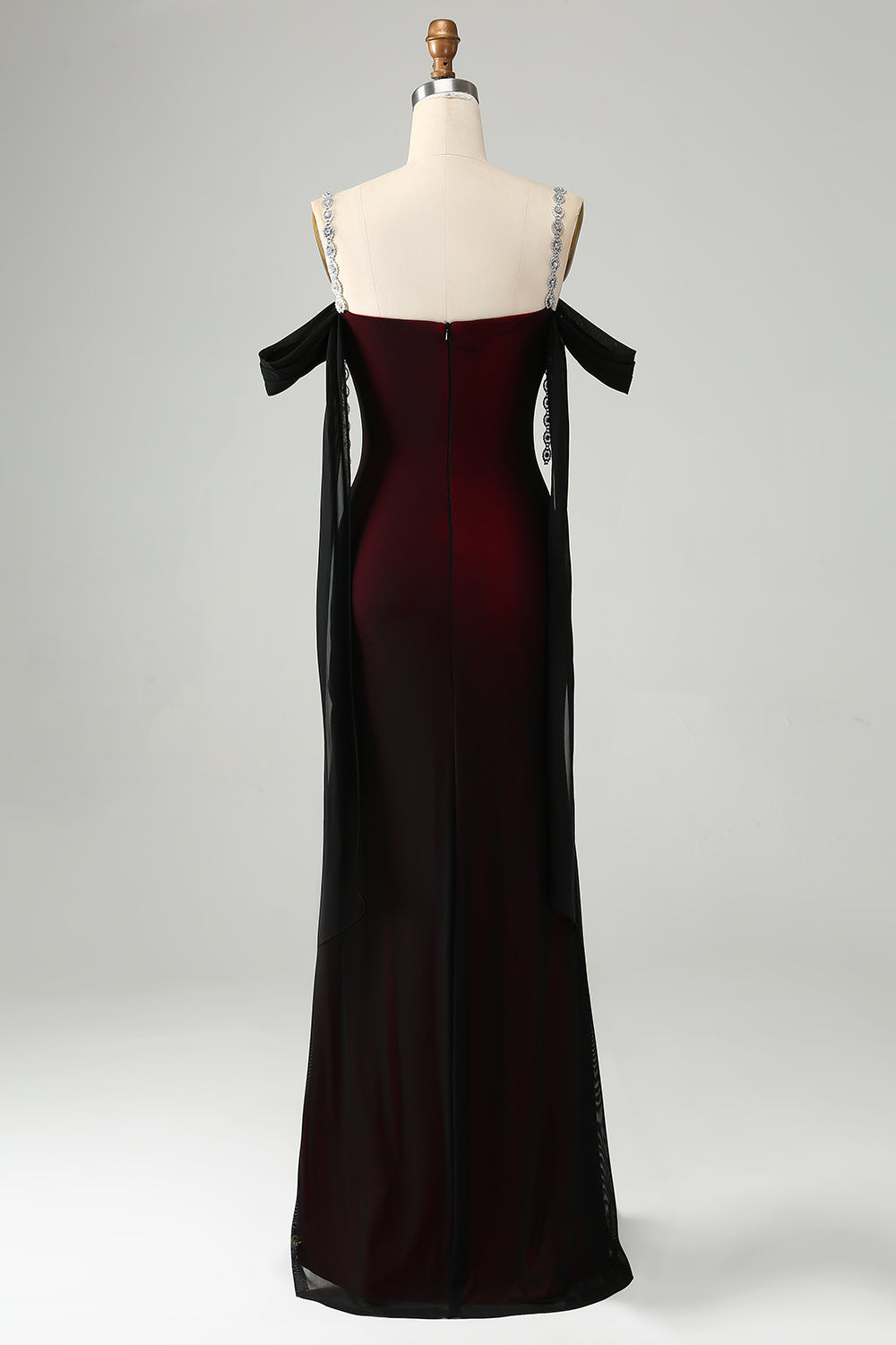 Wedtrend Women Elegant Black Red Bridesmaid Dress with Rhinestones Sheath Cowl Neck Long Wedding Party Dress WEDTREND Wedtrend Women Elegant Black Red Bridesmaid Dress with Rhinestones Sheath Cowl Neck Long Wedding Party Dress WEDTREND