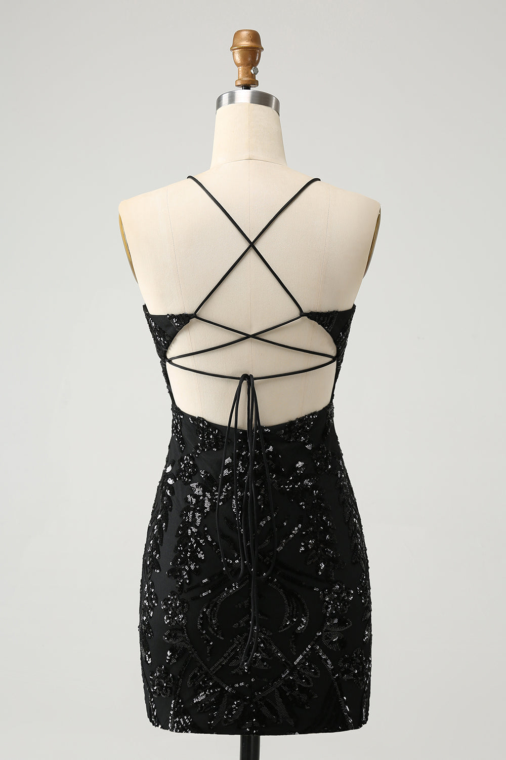 Wedtrend Women Black Bodycon Homecoming Dress with Sequins Spaghetti Straps Lace Up Back Short Cocktail Party Dress WEDTREND Wedtrend Women Black Bodycon Homecoming Dress with Sequins Spaghetti Straps Lace Up Back Short Cocktail Party Dress WEDTREND