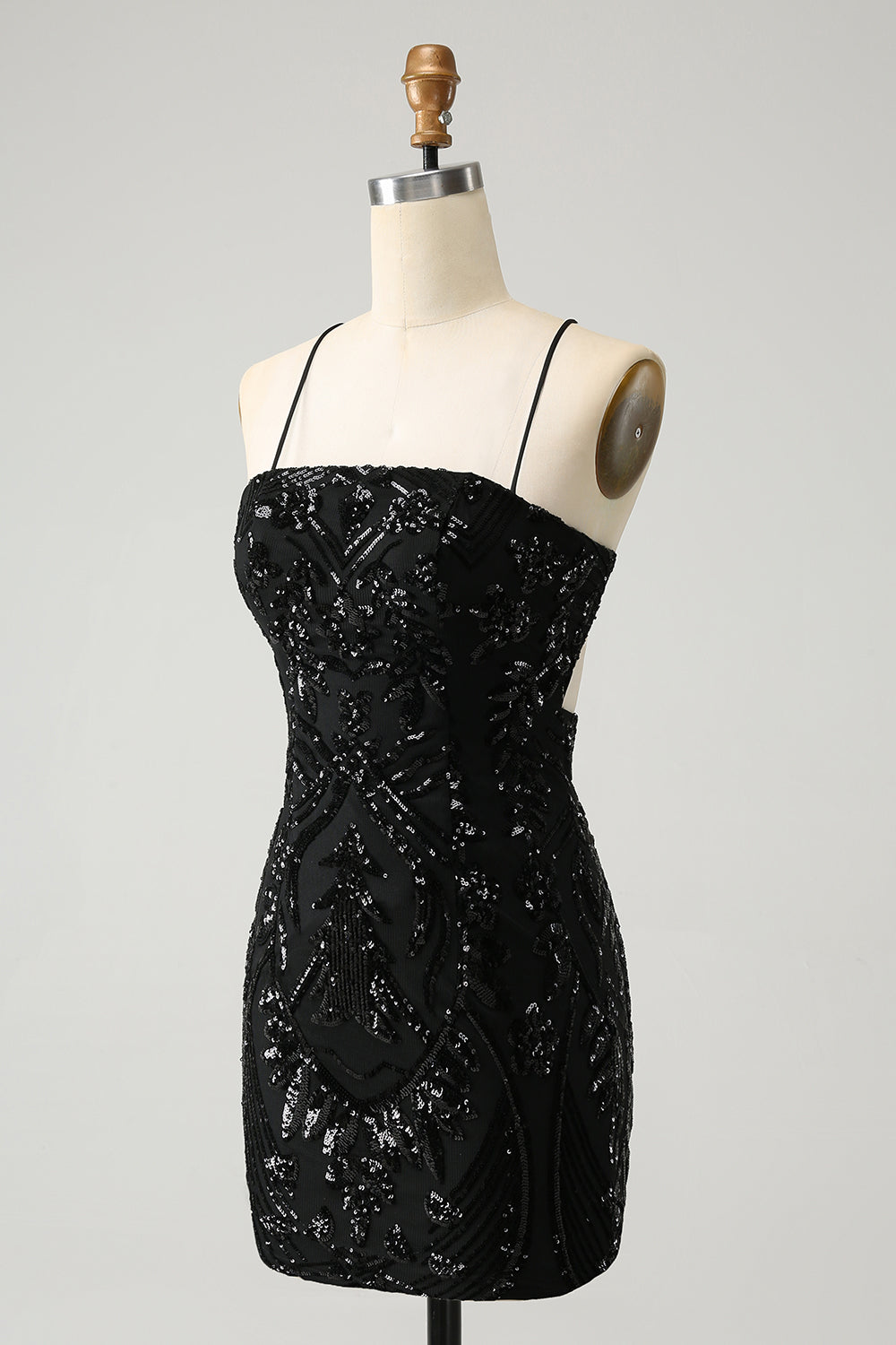 Wedtrend Women Black Bodycon Homecoming Dress with Sequins Spaghetti Straps Lace Up Back Short Cocktail Party Dress WEDTREND Wedtrend Women Black Bodycon Homecoming Dress with Sequins Spaghetti Straps Lace Up Back Short Cocktail Party Dress WEDTREND
