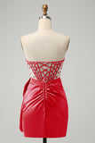 Stylish Blue Sweetheart Pleated Corset Short Tight Homecoming Dress with Beading