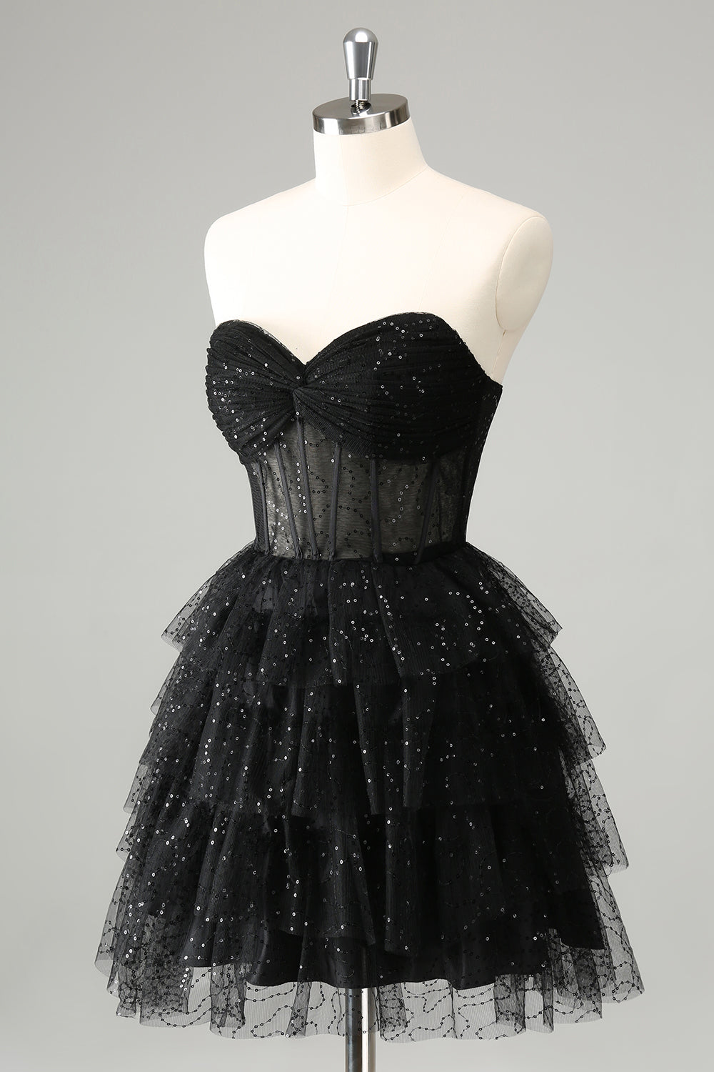 Wedtrend Women Cute Sparkly Black Homecoming Dress with Sequins A Line Sweetheart Pleated Corset Cocktail Party Dress WEDTREND Wedtrend Women Cute Sparkly Black Homecoming Dress with Sequins A Line Sweetheart Pleated Corset Cocktail Party Dress WEDTREND