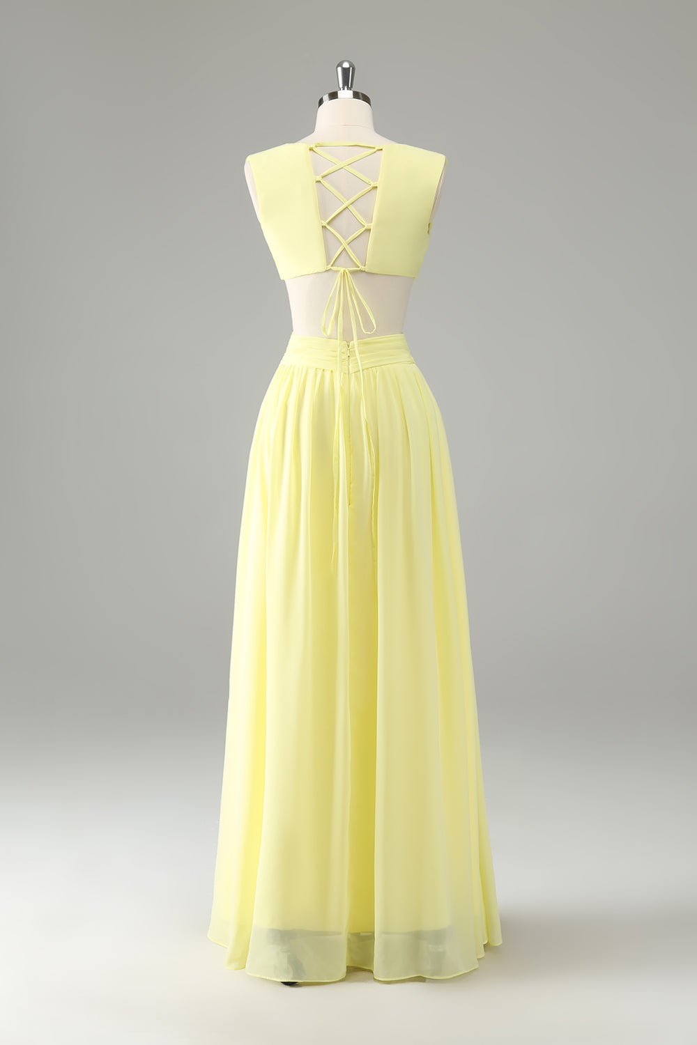 Wedtrend Women Lemon Yellow Bridesmaid Dress with Lace Up Back A Line V Neck Ruffle Pleated Wedding Party Guest Dress WEDTREND Wedtrend Women Lemon Yellow Bridesmaid Dress with Lace Up Back A Line V Neck Ruffle Pleated Wedding Party Guest Dress WEDTREND