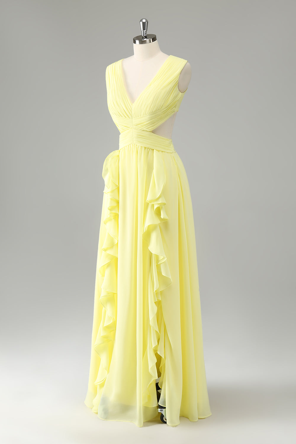 yellow lace bridesmaid dresses Sheath Spaghetti Straps Long Yellow Bridesmaid Dress BD132 US0 / Yellow