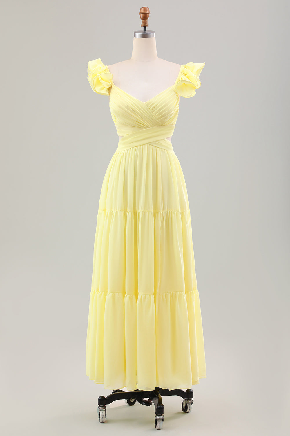 Wedtrend Women Simple Lemon Yellow Ruffled Bridesmaid Dress Sleeveless A Line V-Neck Wedding Party Guest Dress WEDTREND Wedtrend Women Simple Lemon Yellow Ruffled Bridesmaid Dress Sleeveless A Line V-Neck Wedding Party Guest Dress WEDTREND