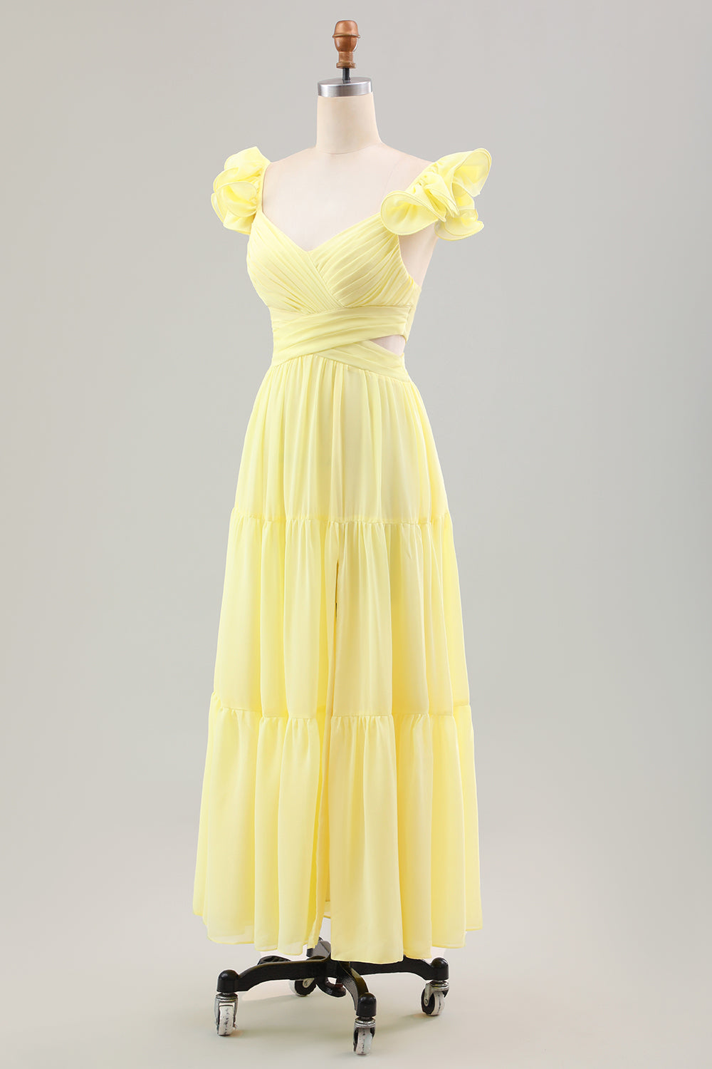 Wedtrend Women Simple Lemon Yellow Ruffled Bridesmaid Dress Sleeveless A Line V-Neck Wedding Party Guest Dress WEDTREND Wedtrend Women Simple Lemon Yellow Ruffled Bridesmaid Dress Sleeveless A Line V-Neck Wedding Party Guest Dress WEDTREND