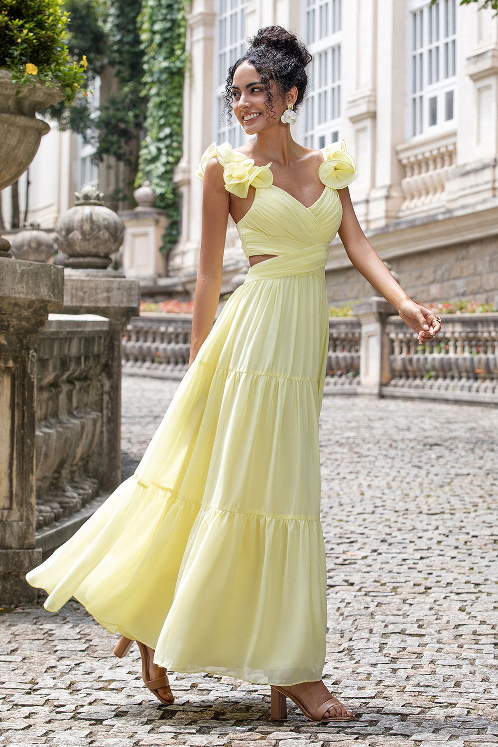 Wedtrend Women Simple Lemon Yellow Wedding Party Guest Dress with Ruffles A Line Pleated Chiffon Bridesmaid Dress WEDTREND Wedtrend Women Simple Lemon Yellow Wedding Party Guest Dress with Ruffles A Line Pleated Chiffon Bridesmaid Dress WEDTREND