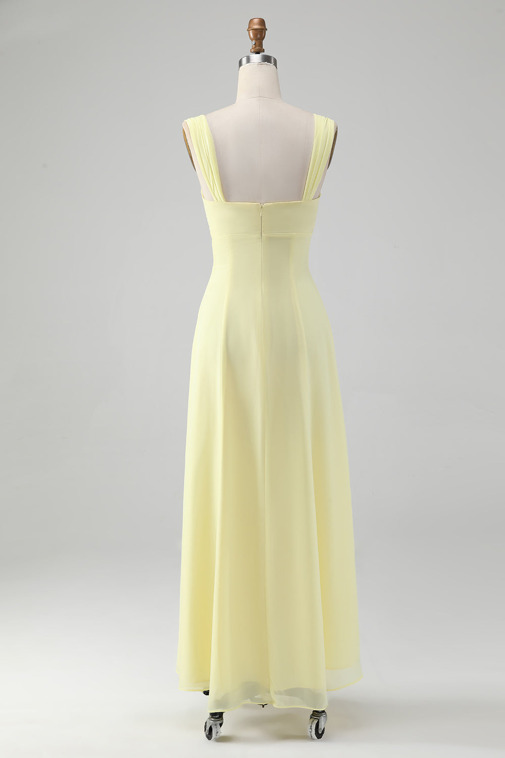 Wedtrend Women Lemon Yellow Bridesmaid Dress A Line Square Neck Keyhole Long Wedding Guest Dress – WEDTREND Wedtrend Women Lemon Yellow Bridesmaid Dress A Line Square Neck Keyhole Long Wedding Guest Dress – WEDTREND