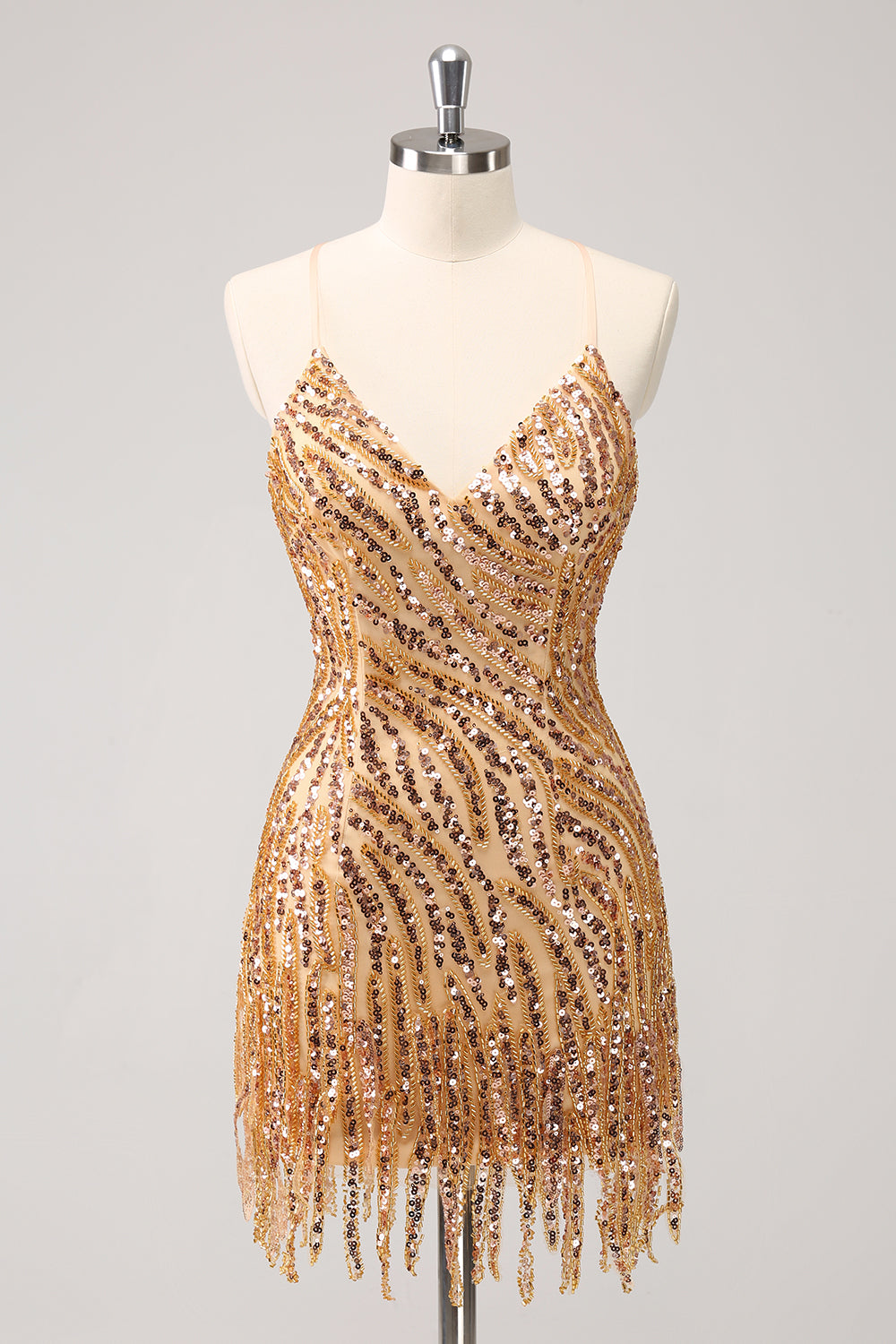 Wedtrend Women Sparkly Unique Gold Homecoming Dress with Tassel Bodycon Spaghetti Straps Sequin Tight Cocktail Party Dress WEDTREND Wedtrend Women Sparkly Unique Gold Homecoming Dress with Tassel Bodycon Spaghetti Straps Sequin Tight Cocktail Party Dress WEDTREND