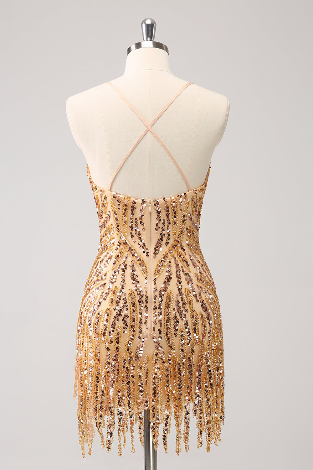 Wedtrend Women Sparkly Unique Gold Homecoming Dress with Tassel Bodycon Spaghetti Straps Sequin Tight Cocktail Party Dress WEDTREND Wedtrend Women Sparkly Unique Gold Homecoming Dress with Tassel Bodycon Spaghetti Straps Sequin Tight Cocktail Party Dress WEDTREND