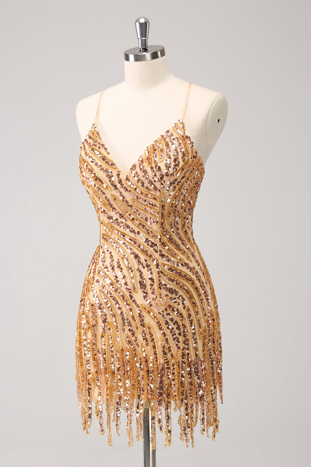 Wedtrend Women Sparkly Unique Gold Homecoming Dress with Tassel Bodycon Spaghetti Straps Sequin Tight Cocktail Party Dress WEDTREND Wedtrend Women Sparkly Unique Gold Homecoming Dress with Tassel Bodycon Spaghetti Straps Sequin Tight Cocktail Party Dress WEDTREND