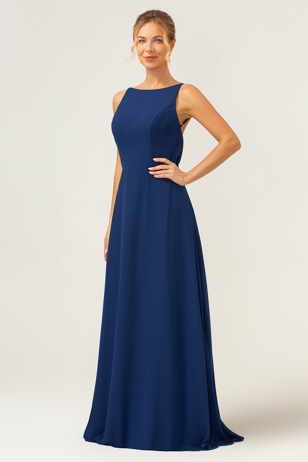 Wedtrend Women Navy Bridesmaid Dress with Sleeveless Mermaid Backless Long Chiffon Wedding Guest Dress WEDTREND Wedtrend Women Navy Bridesmaid Dress with Sleeveless Mermaid Backless Long Chiffon Wedding Guest Dress WEDTREND