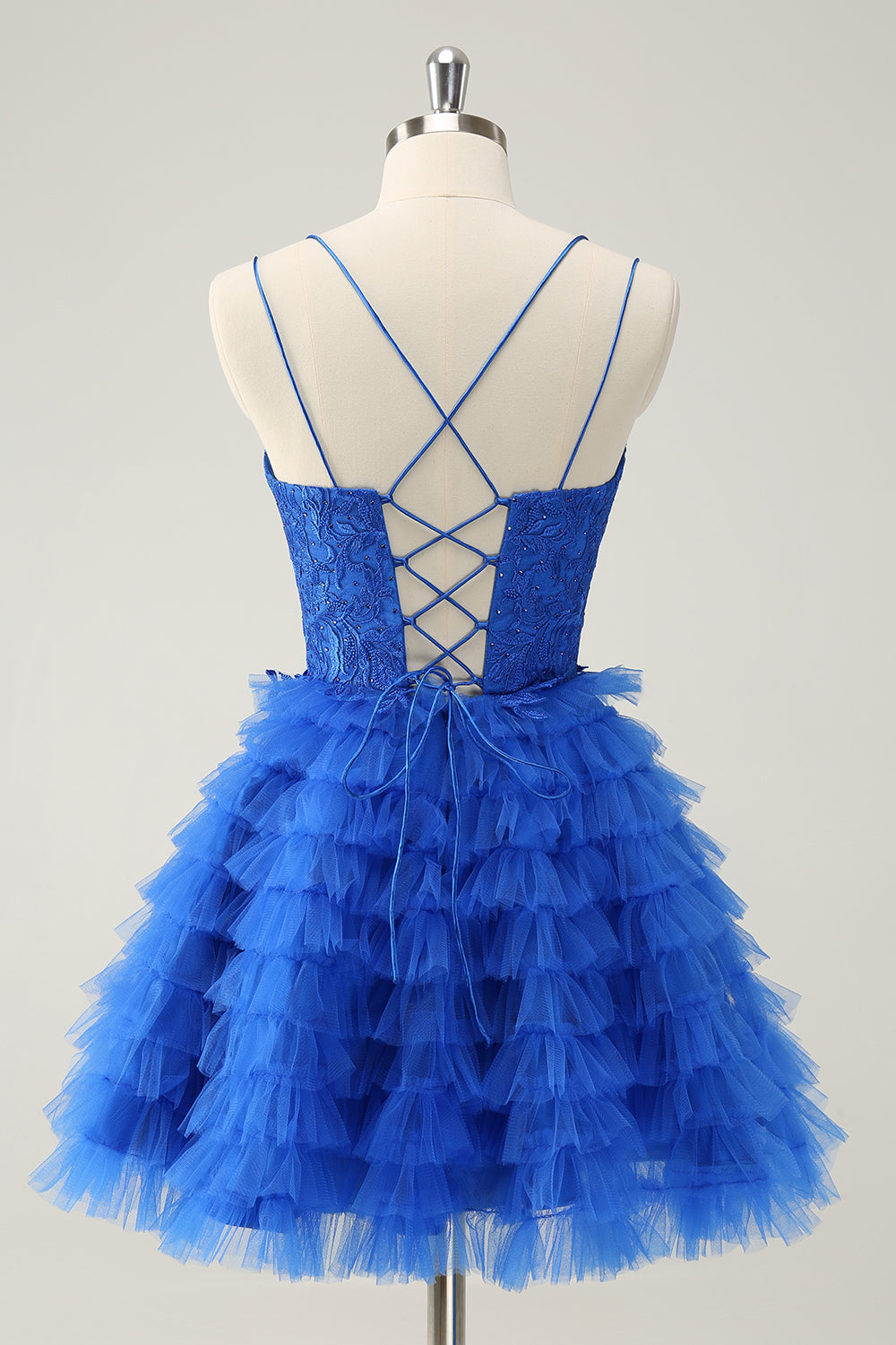 Wedtrend Women Cute Blue Short Homecoming Dress with Beading A Line Lace Up Back Tiered Cocktail Party Dress WEDTREND Wedtrend Women Cute Blue Short Homecoming Dress with Beading A Line Lace Up Back Tiered Cocktail Party Dress WEDTREND