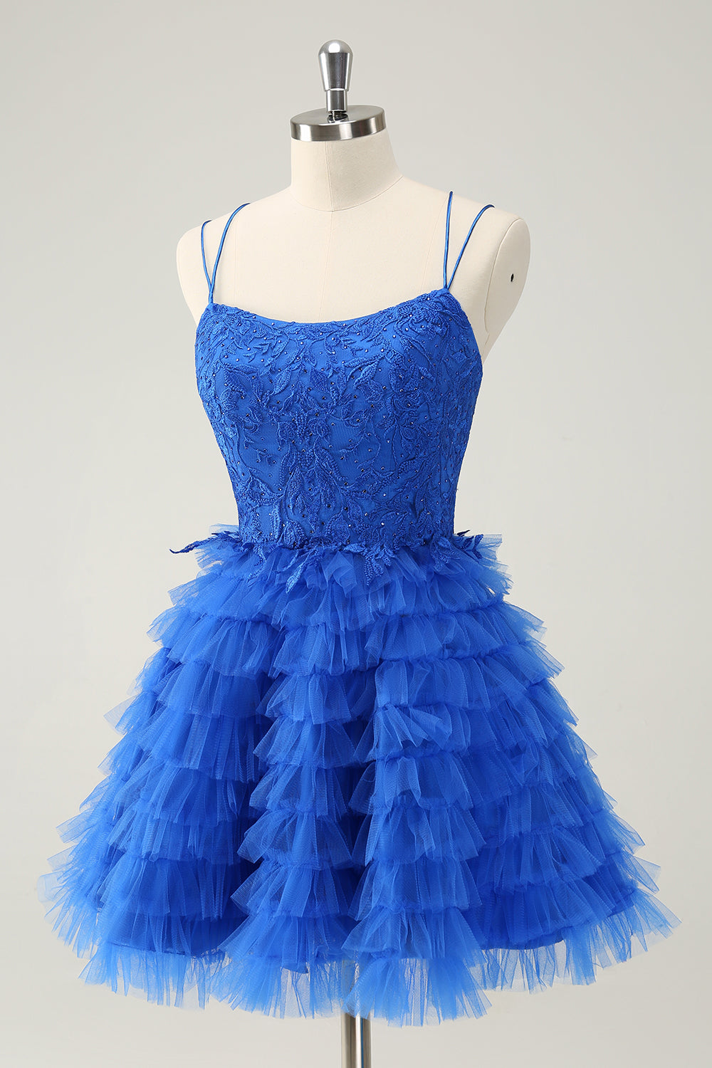 Wedtrend Women Cute Blue Homecoming Dress with Beading A Line Spaghetti Straps Tiered Lace Up Back Short Prom Dress WEDTREND Wedtrend Women Cute Blue Homecoming Dress with Beading A Line Spaghetti Straps Tiered Lace Up Back Short Prom Dress WEDTREND