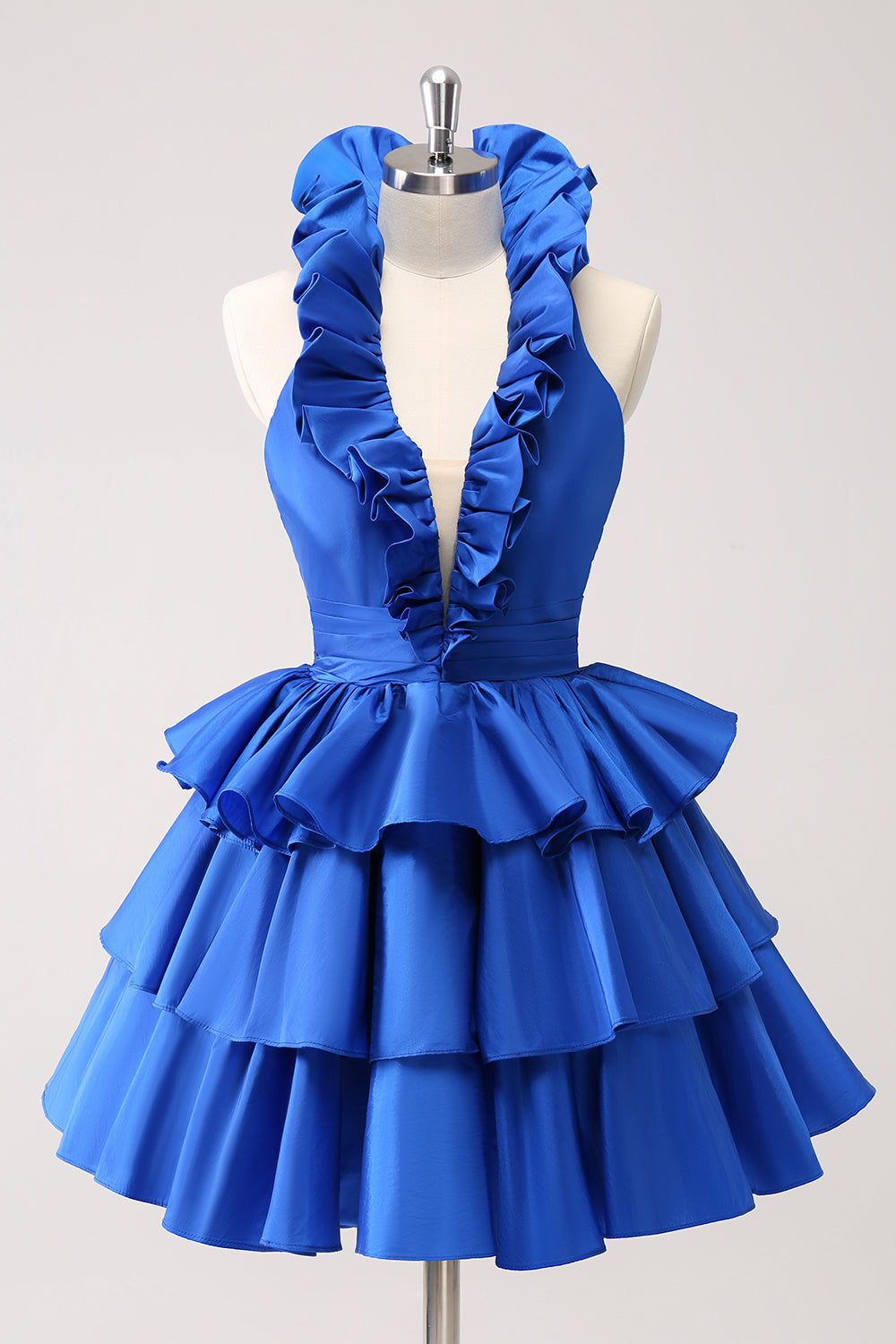 Wedtrend Women Cute Royal Blue Homecoming Dress with Ruffles A Line Halter Tiered Backless Short Prom Dress WEDTREND Wedtrend Women Cute Royal Blue Homecoming Dress with Ruffles A Line Halter Tiered Backless Short Prom Dress WEDTREND