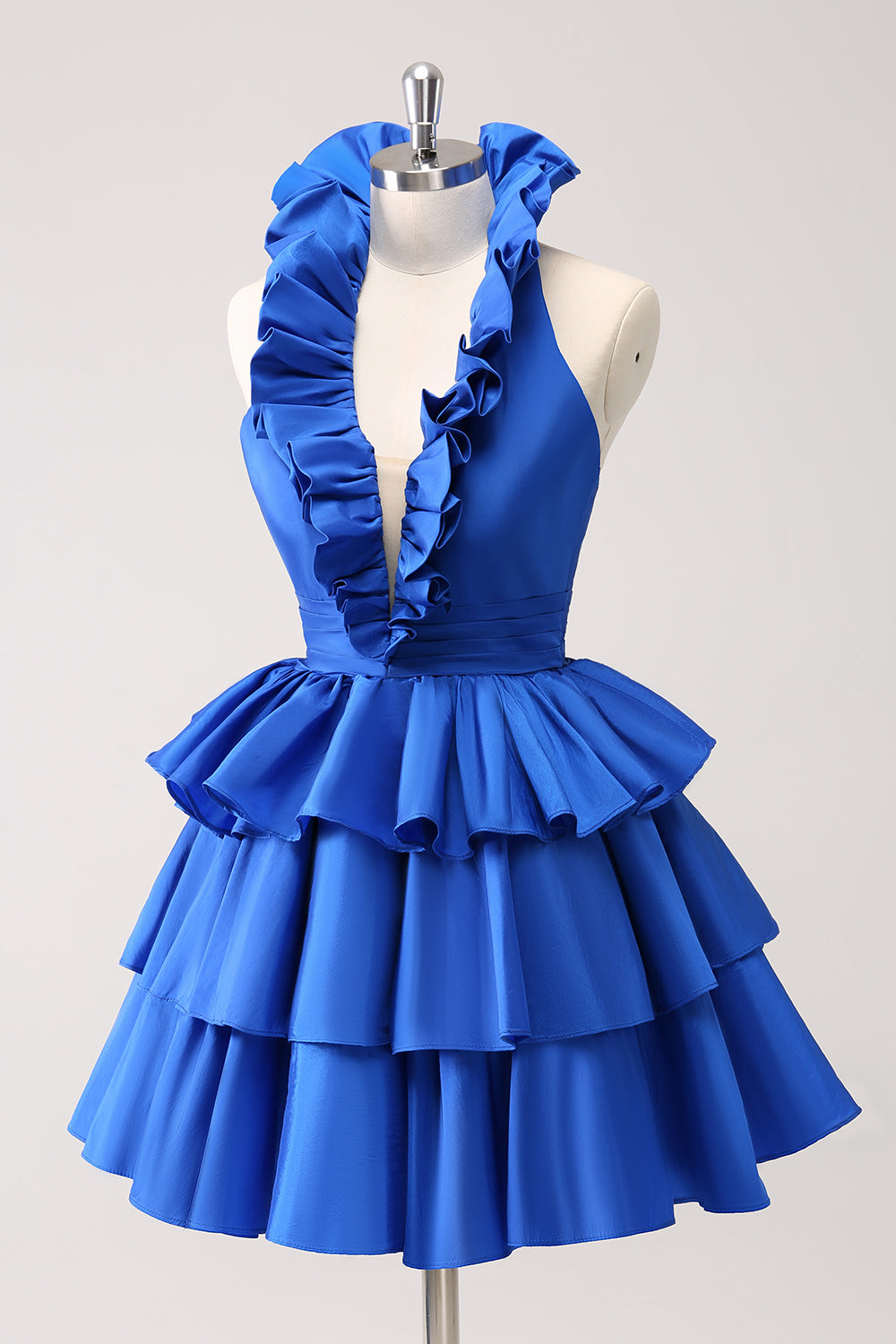 Wedtrend Women Cute Royal Blue Homecoming Dress with Ruffles A Line Halter Tiered Backless Short Prom Dress WEDTREND Wedtrend Women Cute Royal Blue Homecoming Dress with Ruffles A Line Halter Tiered Backless Short Prom Dress WEDTREND