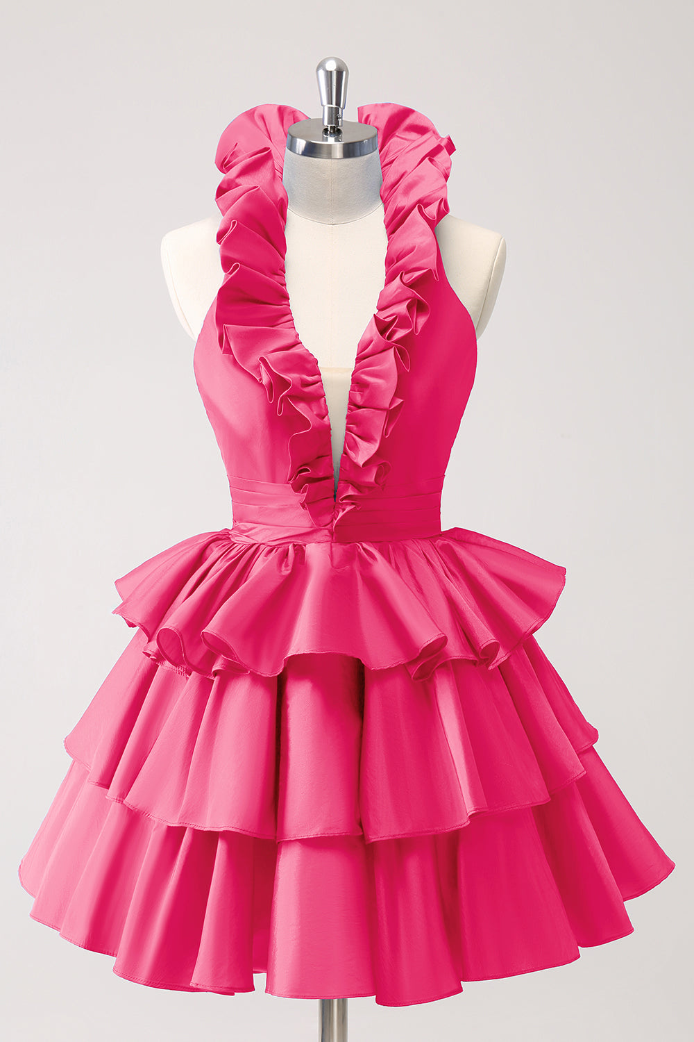 Wedtrend Women Cute Fuschia Homecoming Dress with Ruffles A Line Halter Tiered Backless Short Prom Dress WEDTREND Wedtrend Women Cute Fuschia Homecoming Dress with Ruffles A Line Halter Tiered Backless Short Prom Dress WEDTREND