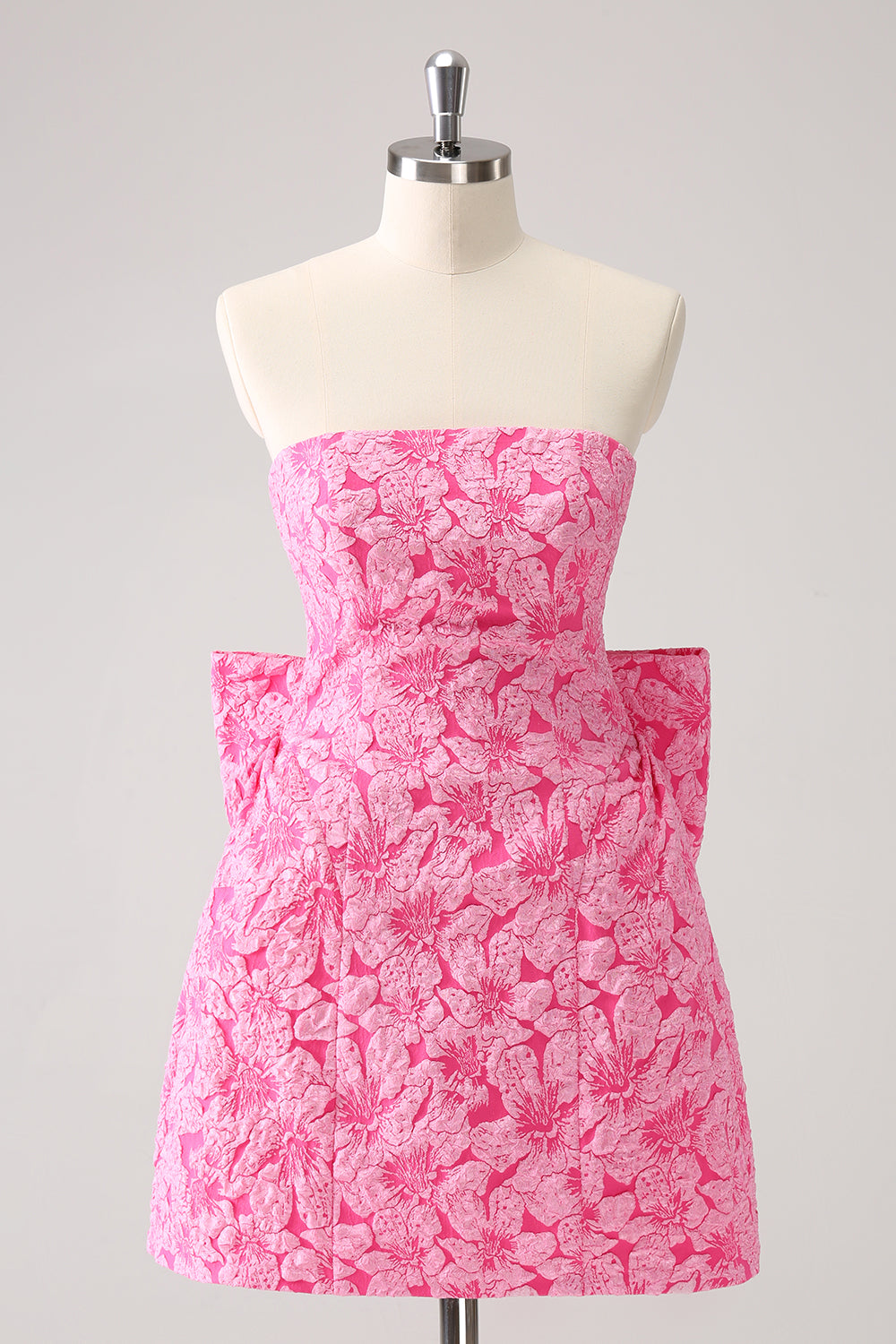 Wedtrend Women Cute Hot Pink Mini Floral Homecoming Dress with Bow A Line Strapless Print Cocktail Dress WEDTREND Wedtrend Women Cute Hot Pink Mini Floral Homecoming Dress with Bow A Line Strapless Print Cocktail Dress WEDTREND