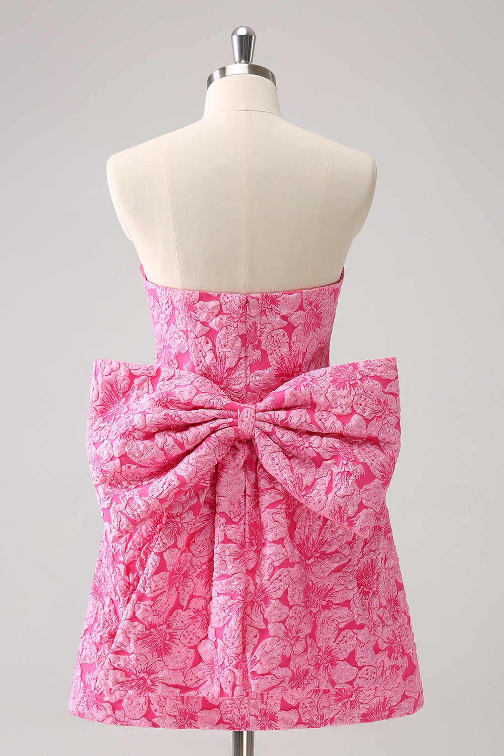Wedtrend Women Cute Hot Pink Mini Floral Homecoming Dress with Bow A Line Strapless Print Cocktail Dress WEDTREND Wedtrend Women Cute Hot Pink Mini Floral Homecoming Dress with Bow A Line Strapless Print Cocktail Dress WEDTREND