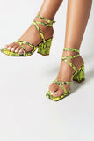 Cross Strap Block Heel Sandals Fashion Buckle Dress Party Shoes