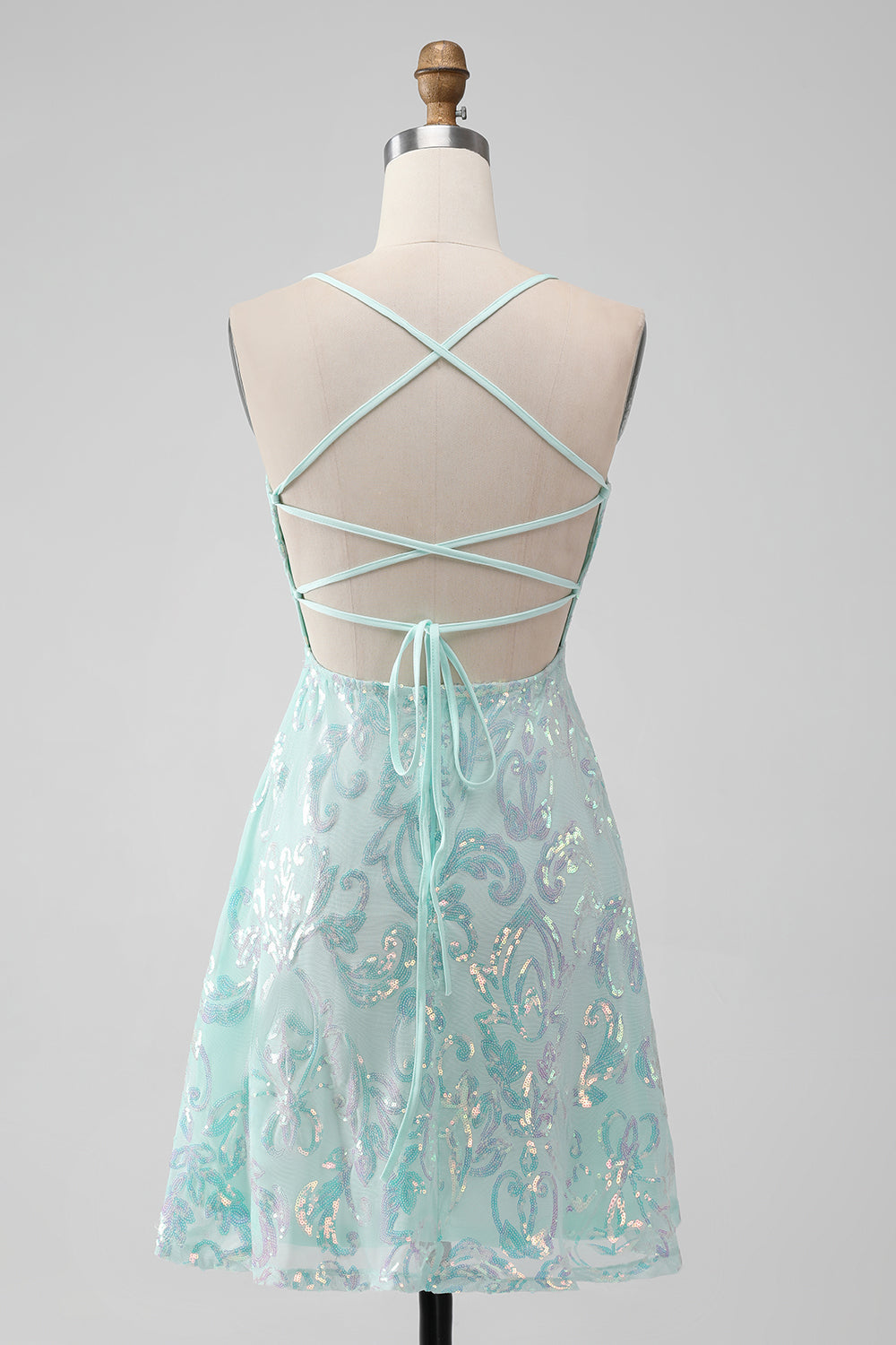 Wedtrend Women Sparkly Mint Short A-Line Homecoming Dress with Lace-up Back Spaghetti Straps Short Prom Dress WEDTREND Wedtrend Women Sparkly Mint Short A-Line Homecoming Dress with Lace-up Back Spaghetti Straps Short Prom Dress WEDTREND