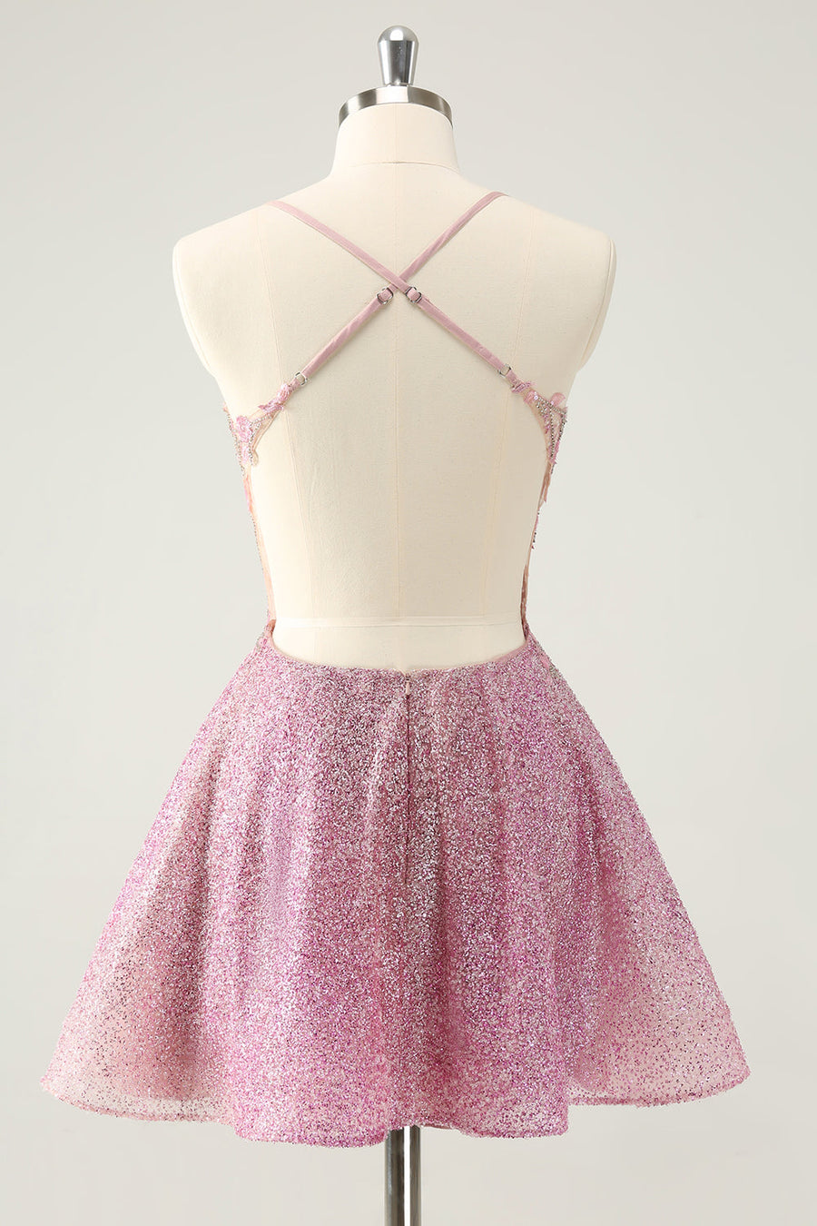 strapless open back dress Gigii's DOULZEN Iconic Pink Satin Mini Dress