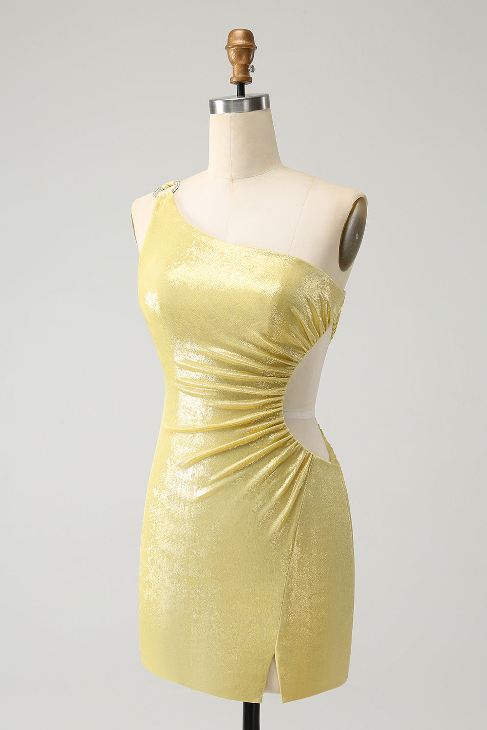 Wedtrend Women Sparkly Yellow Metallic Homecoming Dress Bodycon One Shoulder Hollow Out Pleated Party Dress WEDTREND Wedtrend Women Sparkly Yellow Metallic Homecoming Dress Bodycon One Shoulder Hollow Out Pleated Party Dress WEDTREND