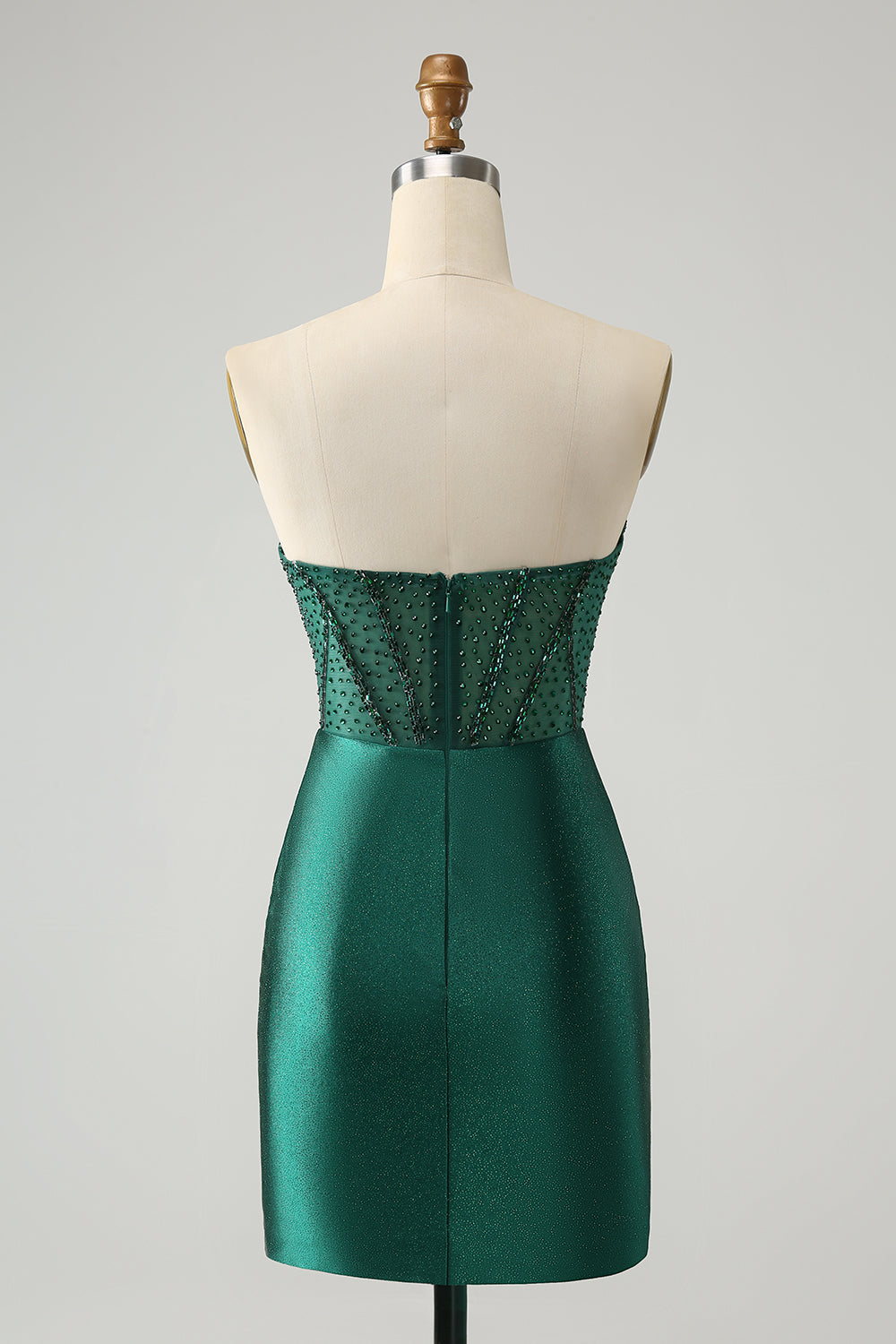 Wedtrend Women Classy Glitter Dark Green Tight Beaded Homecoming Dress Strapless Satin Short Prom Dress WEDTREND Wedtrend Women Classy Glitter Dark Green Tight Beaded Homecoming Dress Strapless Satin Short Prom Dress WEDTREND