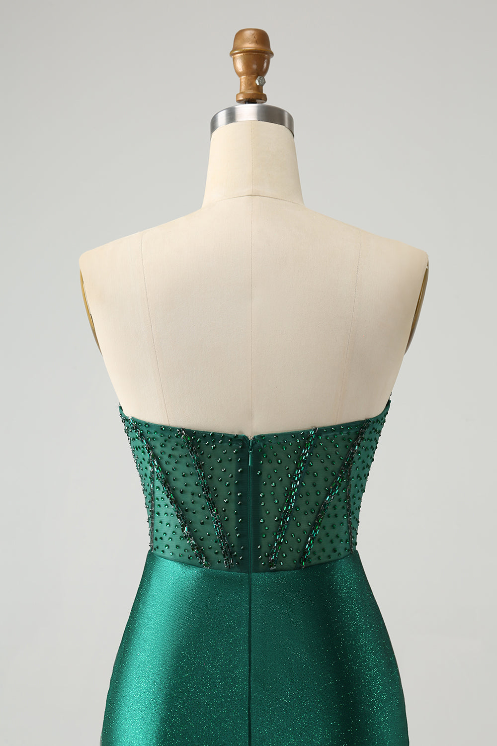 tight green dress Wedtrend Women Classy Glitter Dark Green Tight Beaded Homecoming Dress Strapless Satin Short Prom Dress – WEDTREND