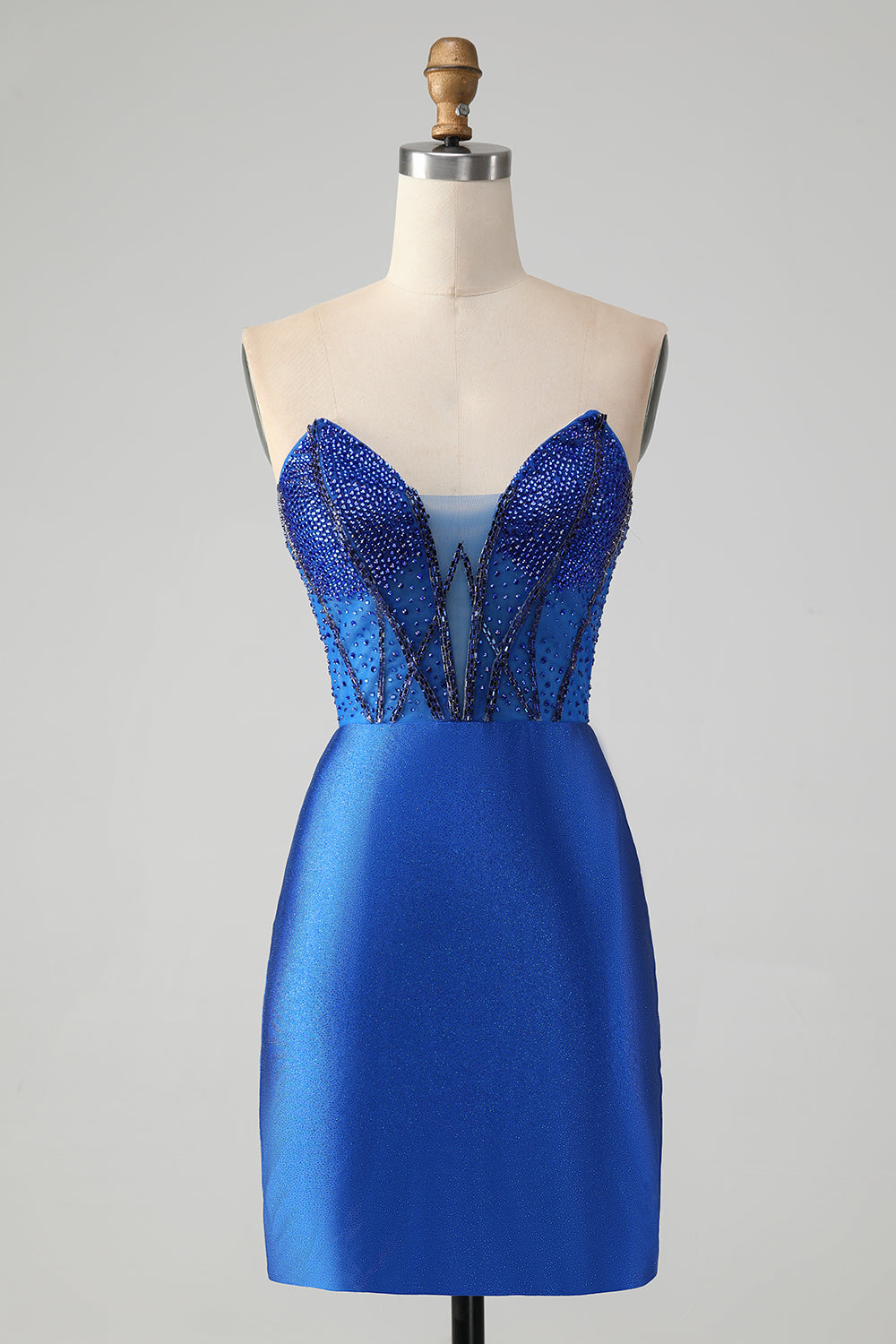 Wedtrend Women Classy Glitter Royal Blue Tight Beaded Homecoming Dress Strapless Satin Short Prom Dress WEDTREND Wedtrend Women Classy Glitter Royal Blue Tight Beaded Homecoming Dress Strapless Satin Short Prom Dress WEDTREND