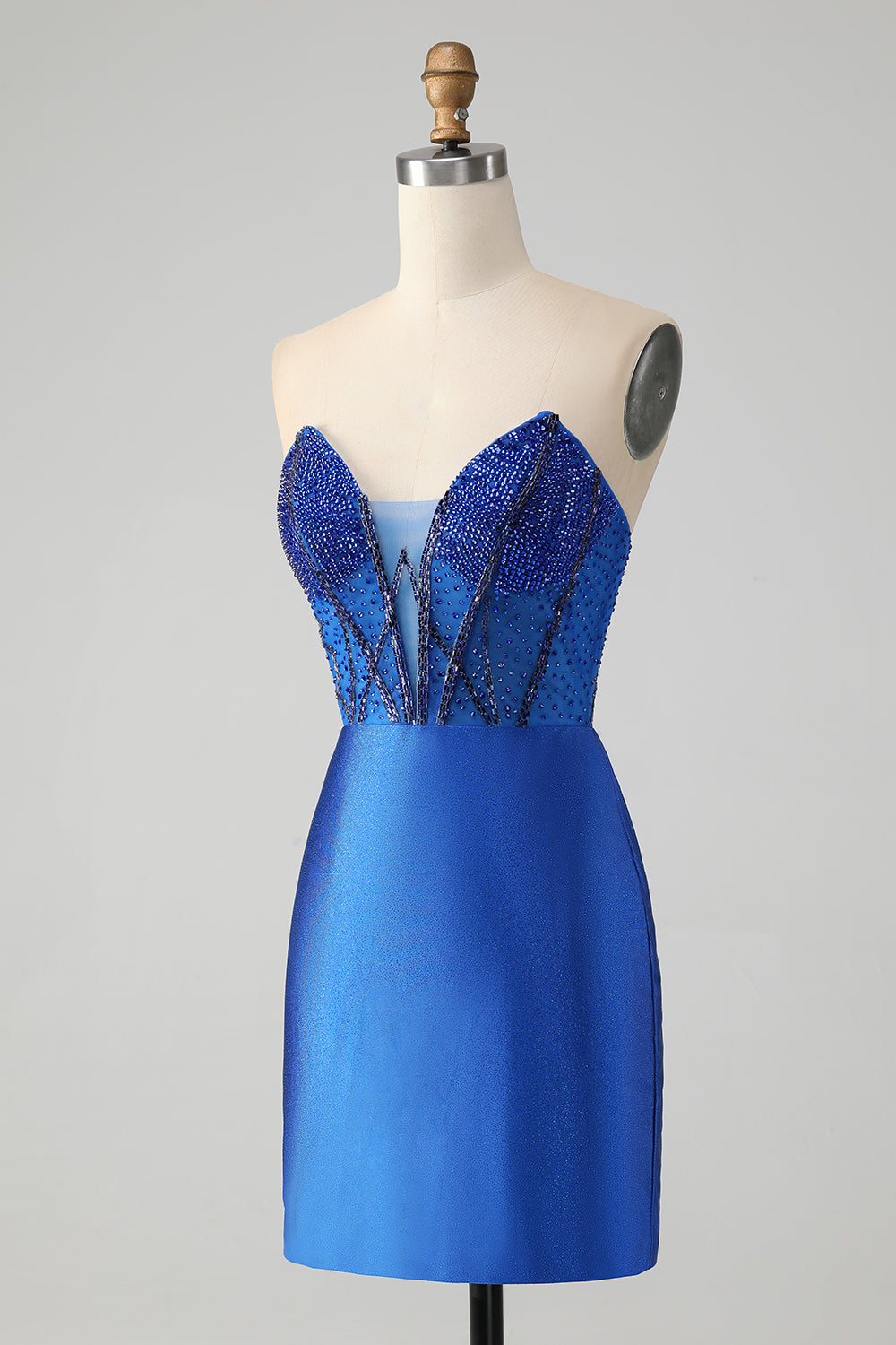 Wedtrend Women Classy Glitter Royal Blue Tight Beaded Homecoming Dress Strapless Satin Short Prom Dress WEDTREND Wedtrend Women Classy Glitter Royal Blue Tight Beaded Homecoming Dress Strapless Satin Short Prom Dress WEDTREND