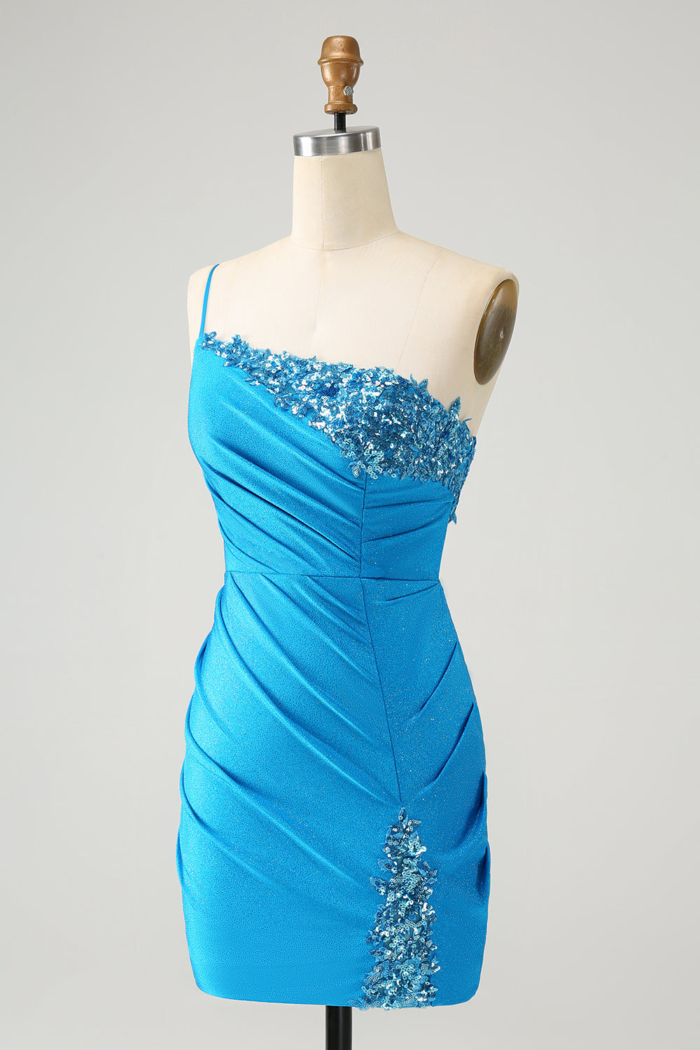 Wedtrend Women Sparkly Blue Homecoming Dress with Sequins Bodycon One Shoulder Pleated Short Prom Dress WEDTREND Wedtrend Women Sparkly Blue Homecoming Dress with Sequins Bodycon One Shoulder Pleated Short Prom Dress WEDTREND