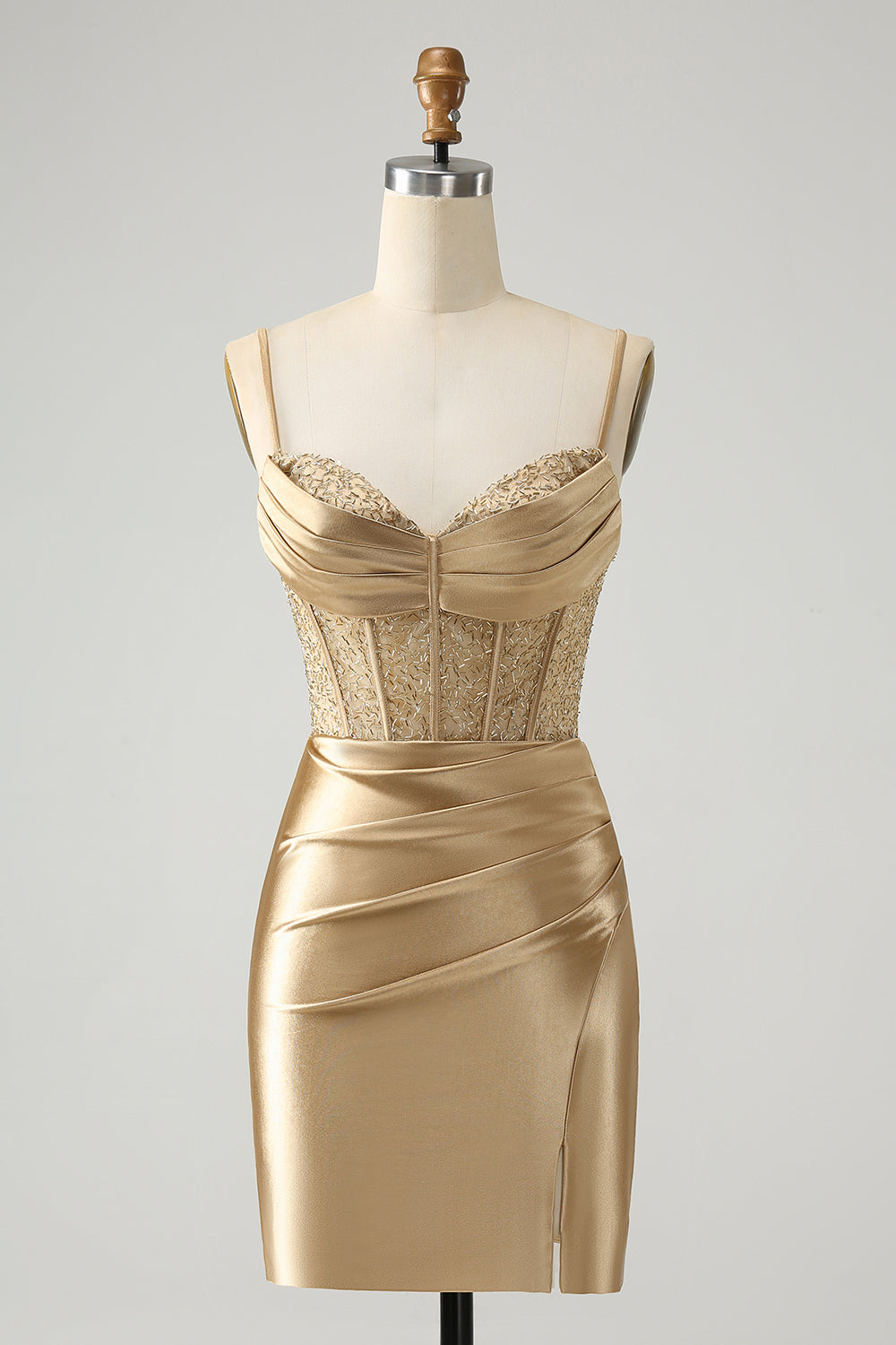 Wedtrend Women Stylish Gold Homecoming Dress with Lace Up Back Bodycon Corset Short Cocktail Party Dress WEDTREND Wedtrend Women Stylish Gold Homecoming Dress with Lace Up Back Bodycon Corset Short Cocktail Party Dress WEDTREND