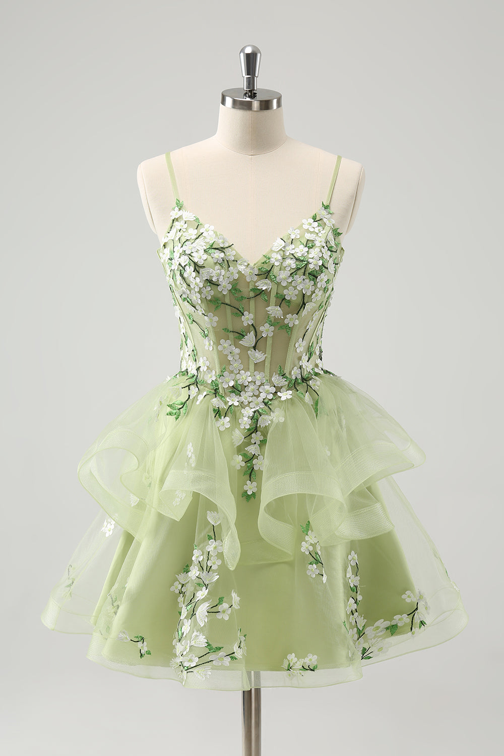 Wedtrend Women Floral Light Green Homecoming Dress Appliqued A Line Spaghetti Straps Corset tiered Short Cocktail Dress Appliqued WEDTREND Wedtrend Women Floral Light Green Homecoming Dress Appliqued A Line Spaghetti Straps Corset tiered Short Cocktail Dress Appliqued WEDTREND