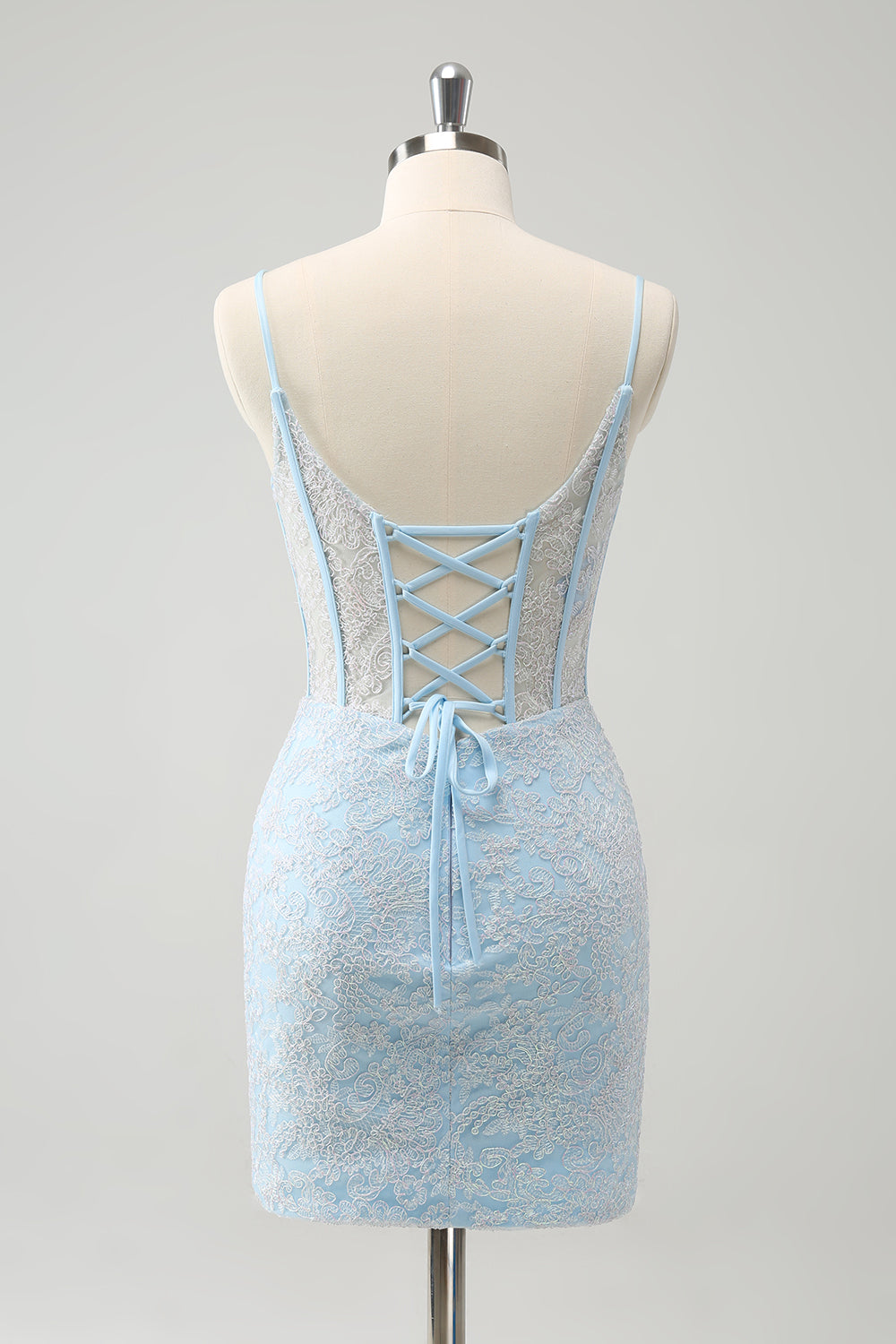 Wedtrend Women Tight Light Blue Homecoming Dresses Corset Spaghetti Straps Short Cocktail Dress with Appliques, Light Blue / US8 Wedtrend Women Tight Light Blue Homecoming Dresses Corset Spaghetti Straps Short Cocktail Dress with Appliques, Light Blue / US8