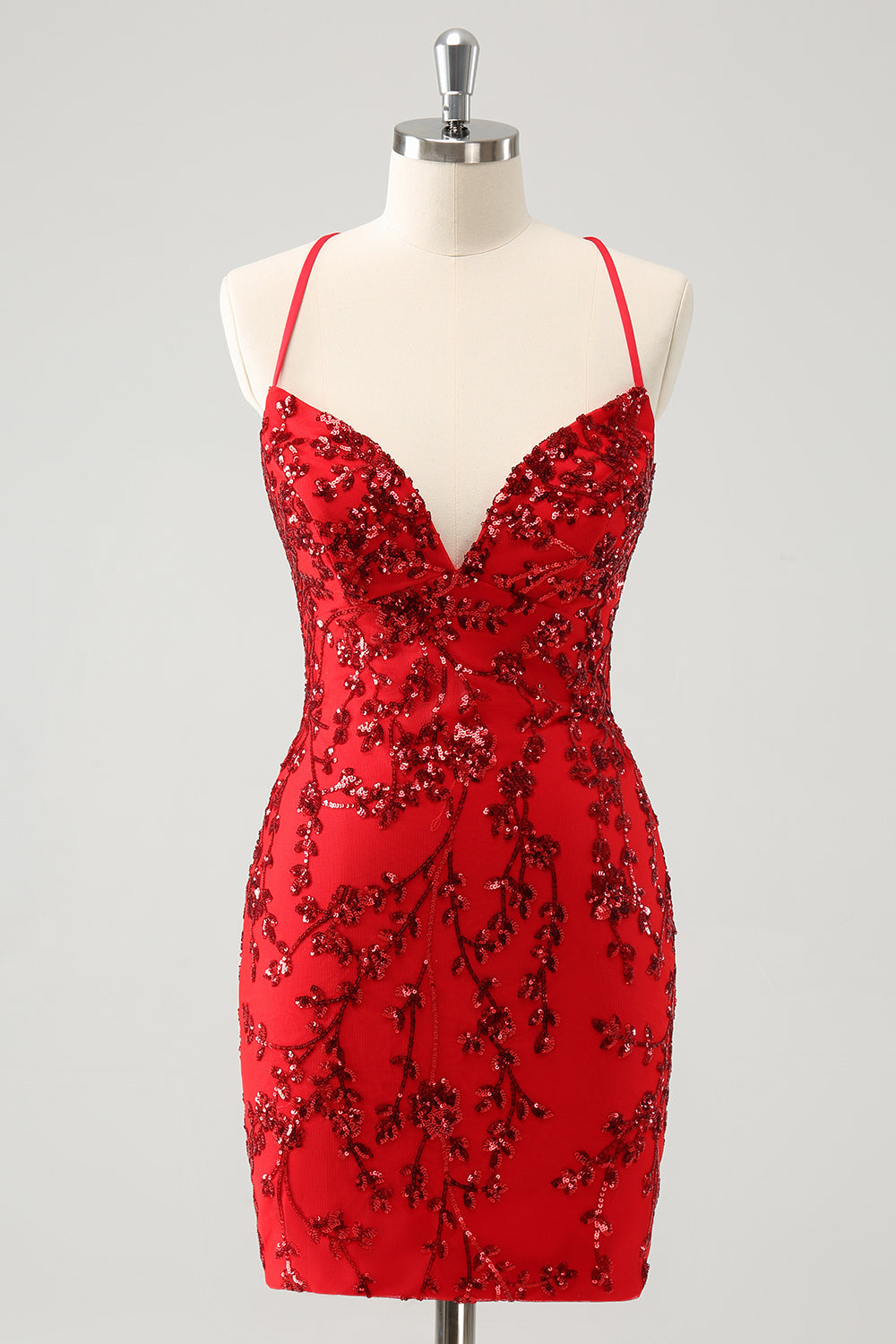 Wedtrend Women Sparkly Red Tight Homecoming Dress Short Lace Up Back Floral Spaghetti Straps Hoco Dress WEDTREND Wedtrend Women Sparkly Red Tight Homecoming Dress Short Lace Up Back Floral Spaghetti Straps Hoco Dress WEDTREND