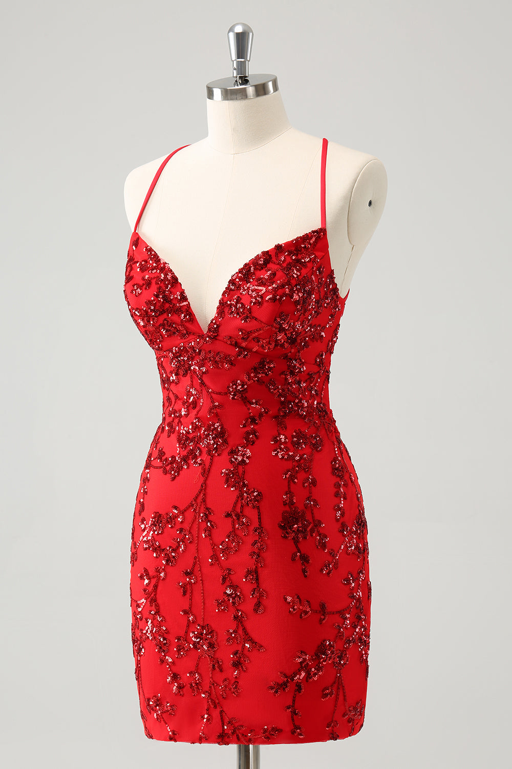 Wedtrend Women Sparkly Red Tight Homecoming Dress Short Lace Up Back Floral Spaghetti Straps Hoco Dress WEDTREND Wedtrend Women Sparkly Red Tight Homecoming Dress Short Lace Up Back Floral Spaghetti Straps Hoco Dress WEDTREND