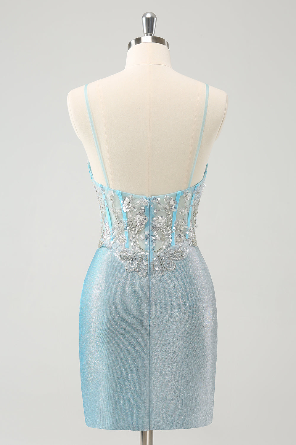 Wedtrend Women Light Blue Homecoming Dress with Sequins Spaghetti Straps Tight Corset Short Cocktail Dress WEDTREND Wedtrend Women Light Blue Homecoming Dress with Sequins Spaghetti Straps Tight Corset Short Cocktail Dress WEDTREND