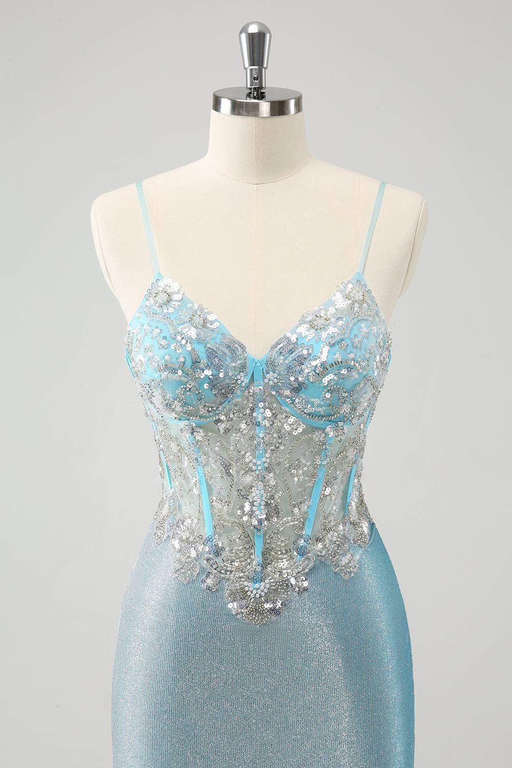 Wedtrend Women Light Blue Homecoming Dress with Sequins Spaghetti Straps Tight Corset Short Cocktail Dress WEDTREND Wedtrend Women Light Blue Homecoming Dress with Sequins Spaghetti Straps Tight Corset Short Cocktail Dress WEDTREND