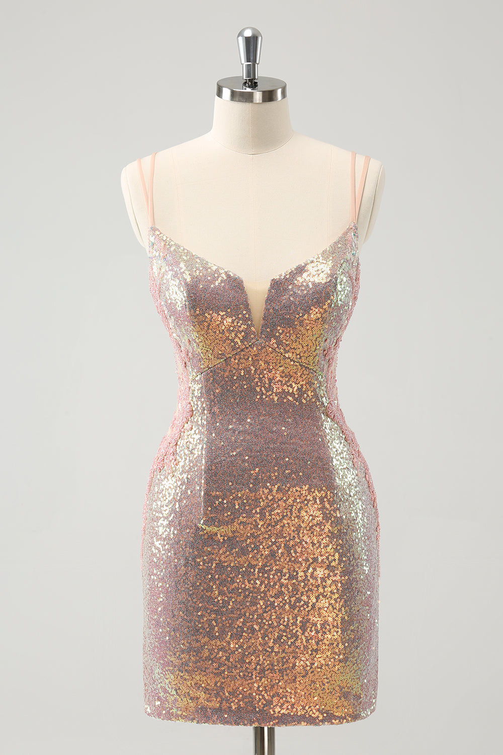 Wedtrend Women Sparkly Blush Tight Homecoming Dress with Lace-Up Back Spaghetti Straps Short Cocktail Dress WEDTREND Wedtrend Women Sparkly Blush Tight Homecoming Dress with Lace-Up Back Spaghetti Straps Short Cocktail Dress WEDTREND