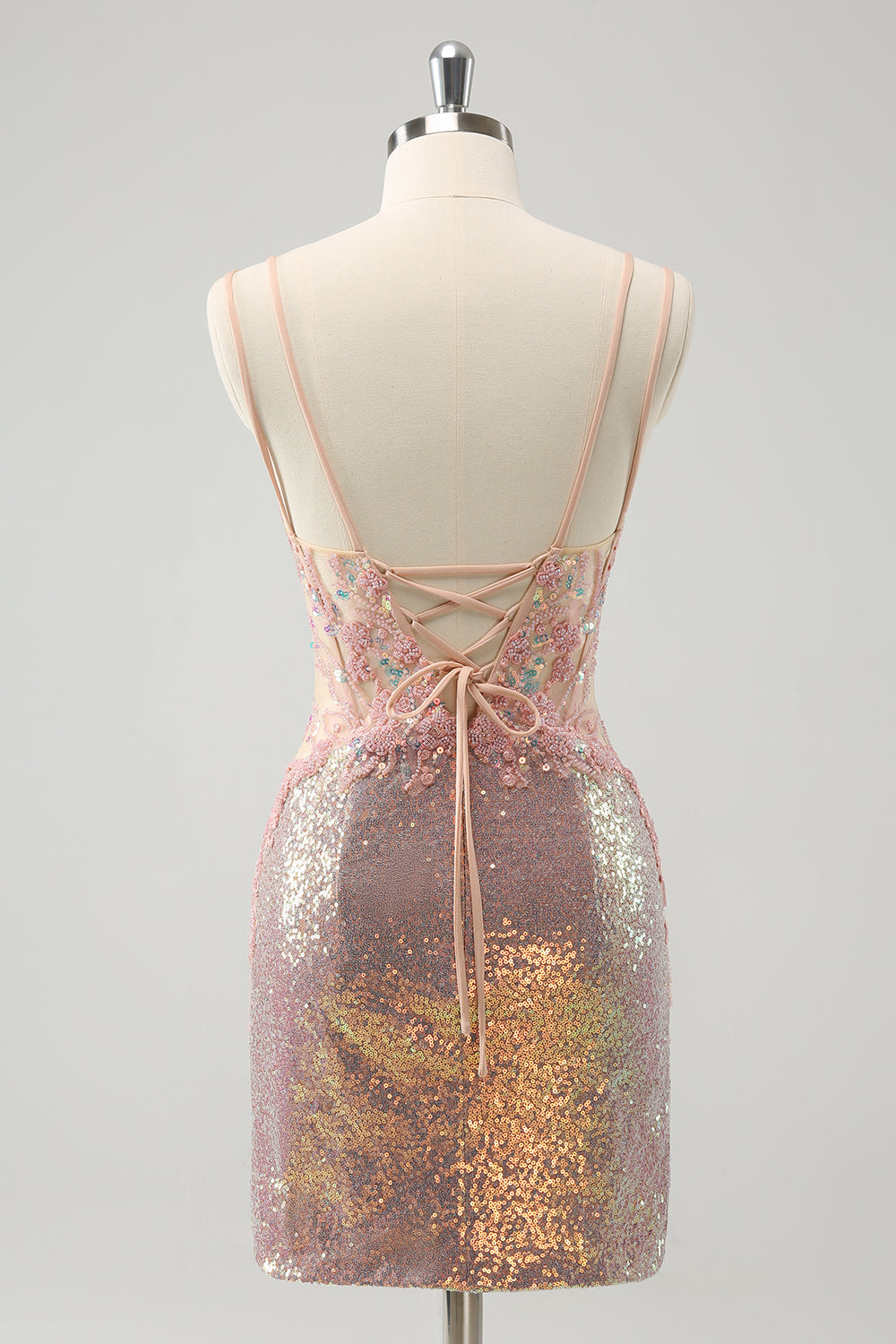 Wedtrend Women Sparkly Blush Tight Homecoming Dress with Lace-Up Back Spaghetti Straps Short Cocktail Dress WEDTREND Wedtrend Women Sparkly Blush Tight Homecoming Dress with Lace-Up Back Spaghetti Straps Short Cocktail Dress WEDTREND