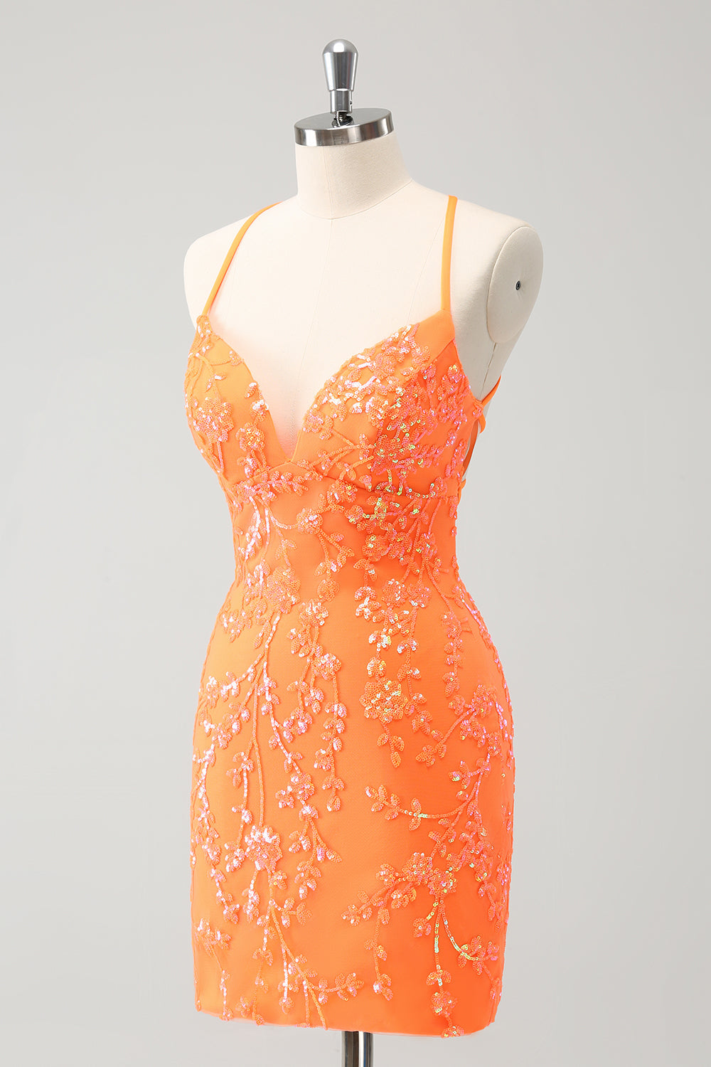 Wedtrend Women Sparkly Orange Homecoming Dress Lace-Up Back Tight Short Cocktail Dress with Sequins WEDTREND Wedtrend Women Sparkly Orange Homecoming Dress Lace-Up Back Tight Short Cocktail Dress with Sequins WEDTREND