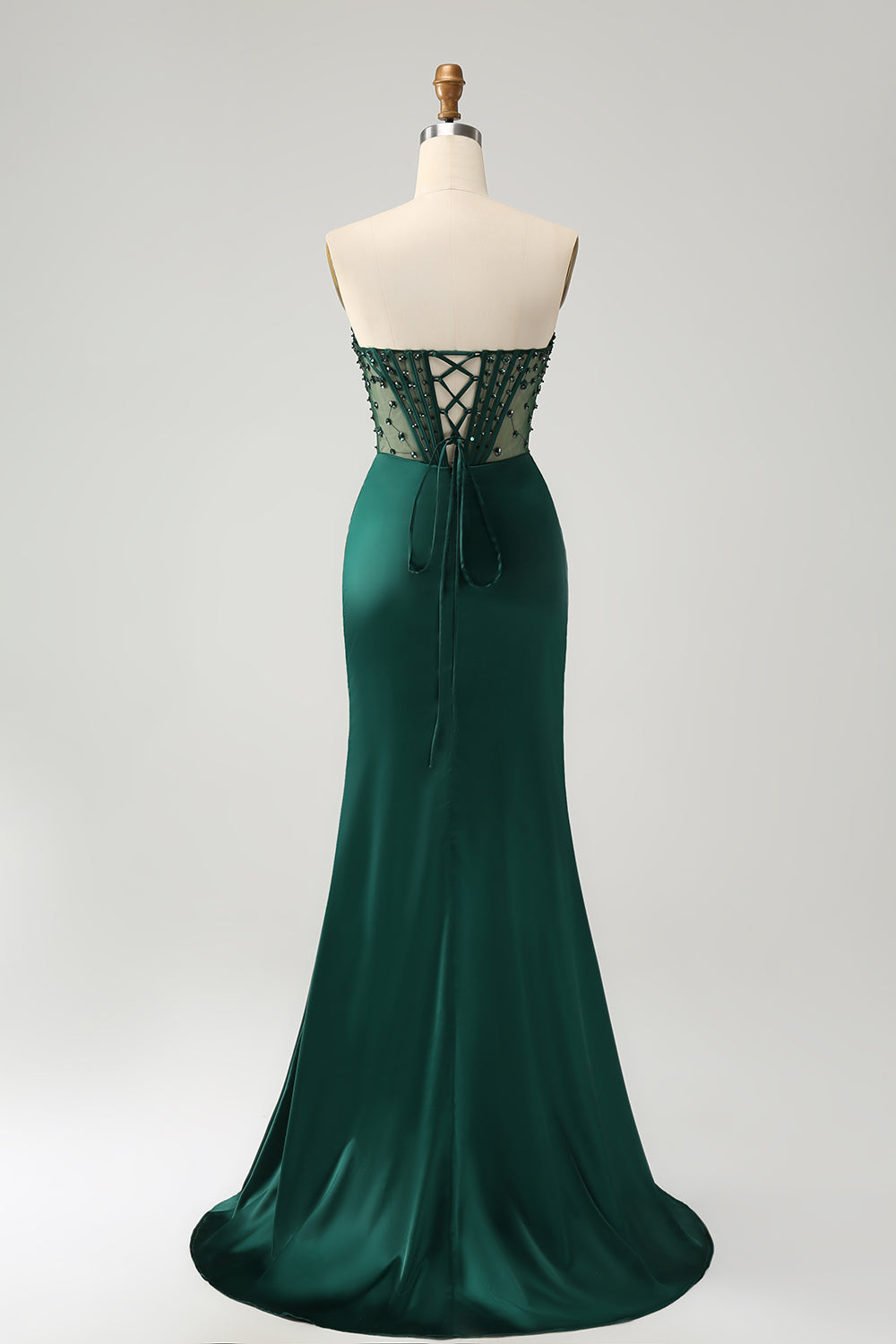 Wedtrend Women Sparkly Dark Green Prom Dress with Slit Mermaid Strapless Beaded Corset Long Evening Dress WEDTREND Wedtrend Women Sparkly Dark Green Prom Dress with Slit Mermaid Strapless Beaded Corset Long Evening Dress WEDTREND