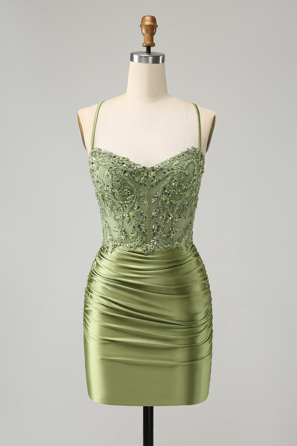 Wedtrend Women Light Green Homecoming Dress Glitter Sequins Corset Spaghetti Straps Tight Short Cocktail Dress, Light Green / US16W Wedtrend Women Light Green Homecoming Dress Glitter Sequins Corset Spaghetti Straps Tight Short Cocktail Dress, Light Green / US16W
